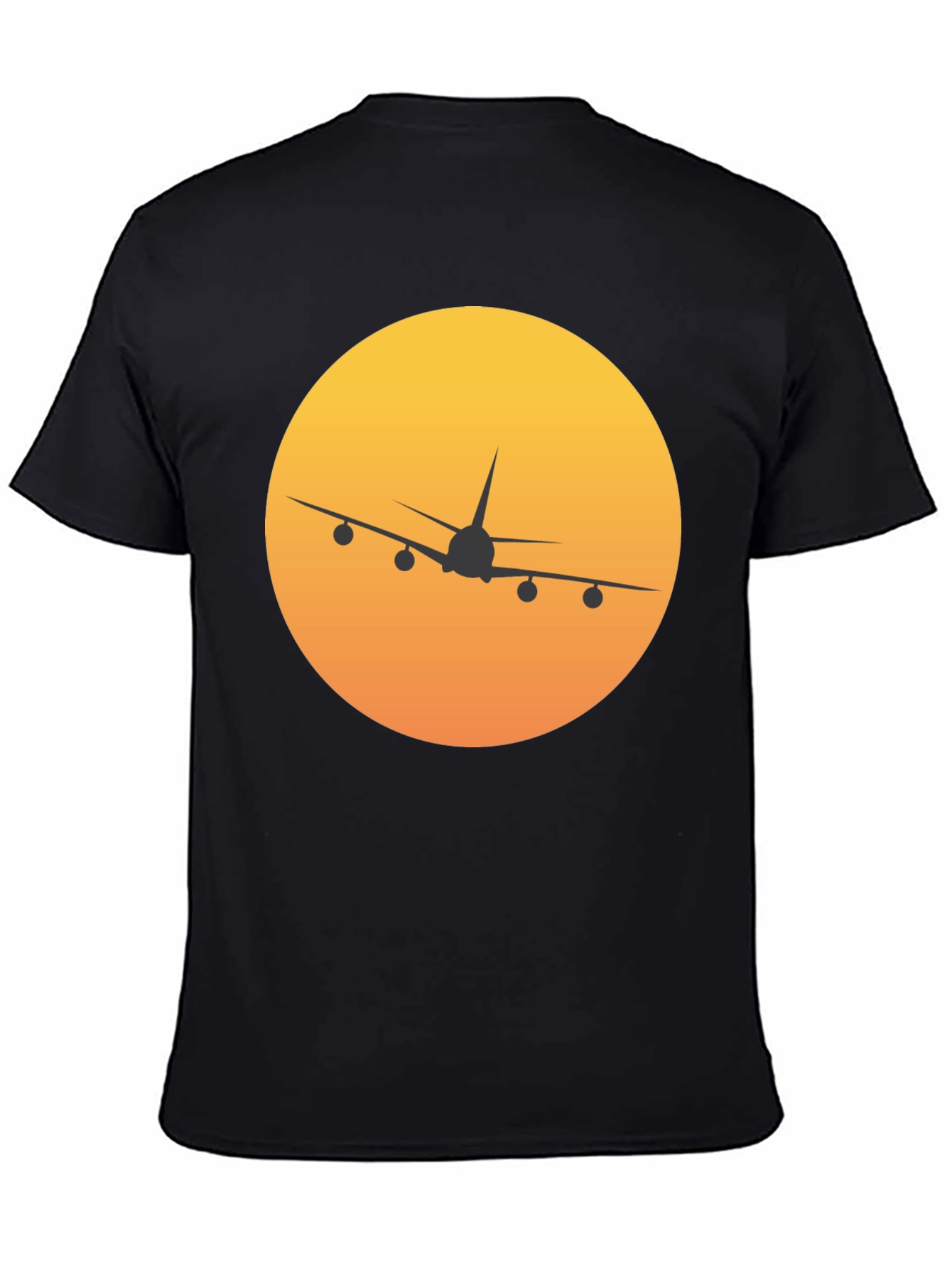 Black Airplane Sunset Graphic Tee - Black Crew Neck view 4
