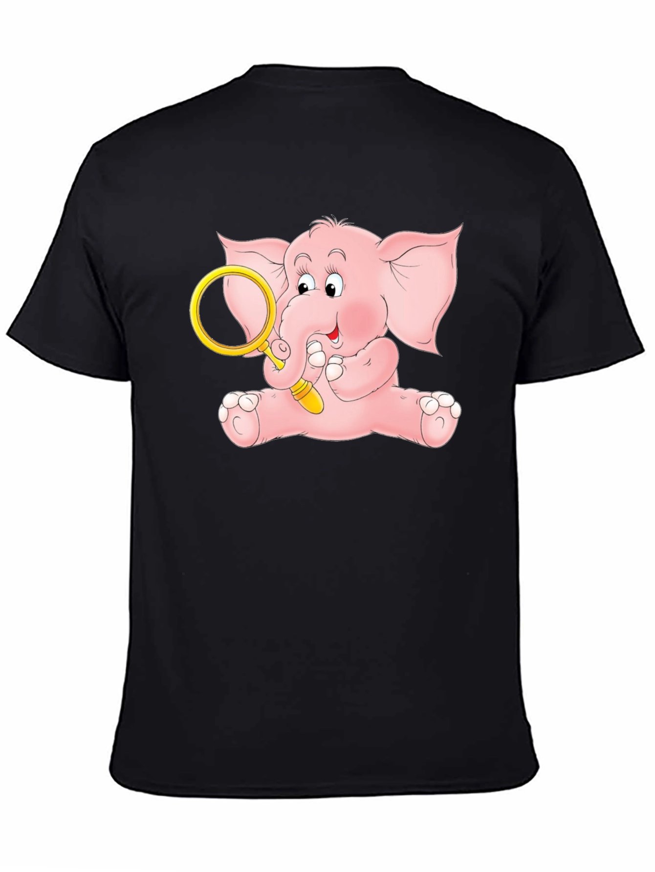 Black Cute Elephant Graphic Tee - Black Cotton Shirt view 4