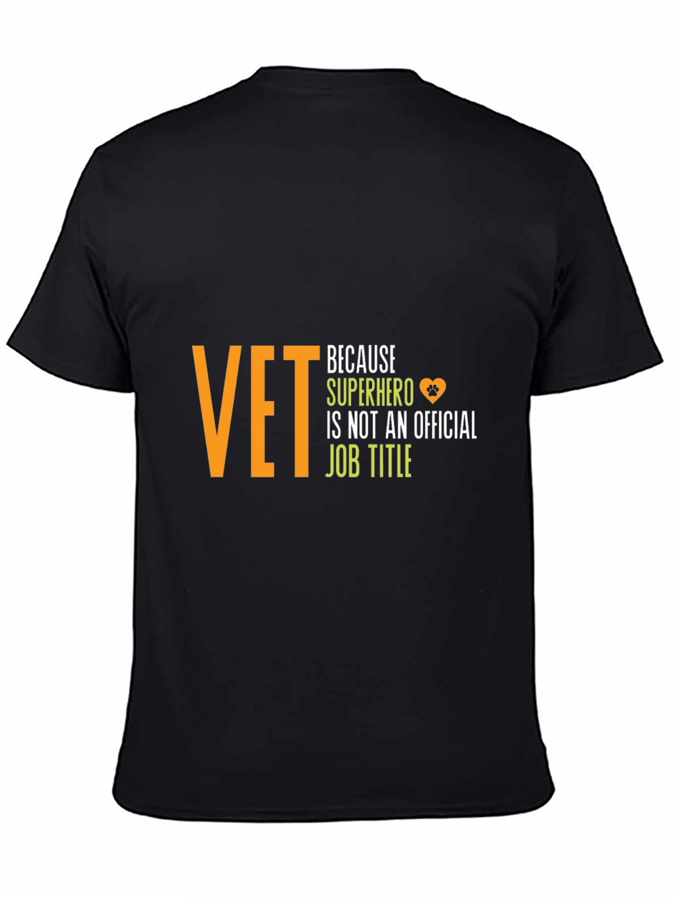 Black Vet Superhero T-Shirt - Black Cotton Tee view 4