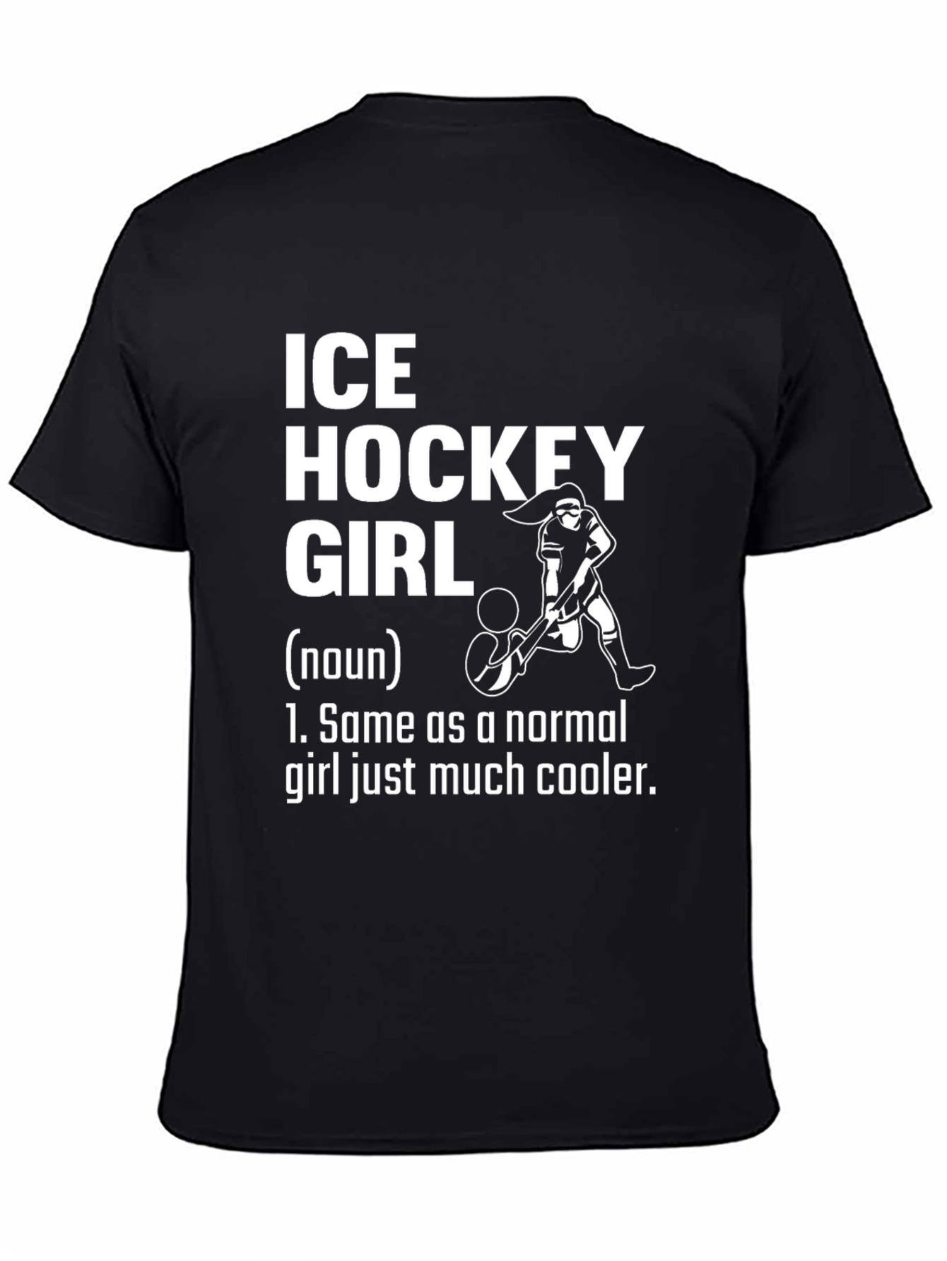 Black Ice Hockey Girl T-Shirt - Cool Hockey Player Tee view 4