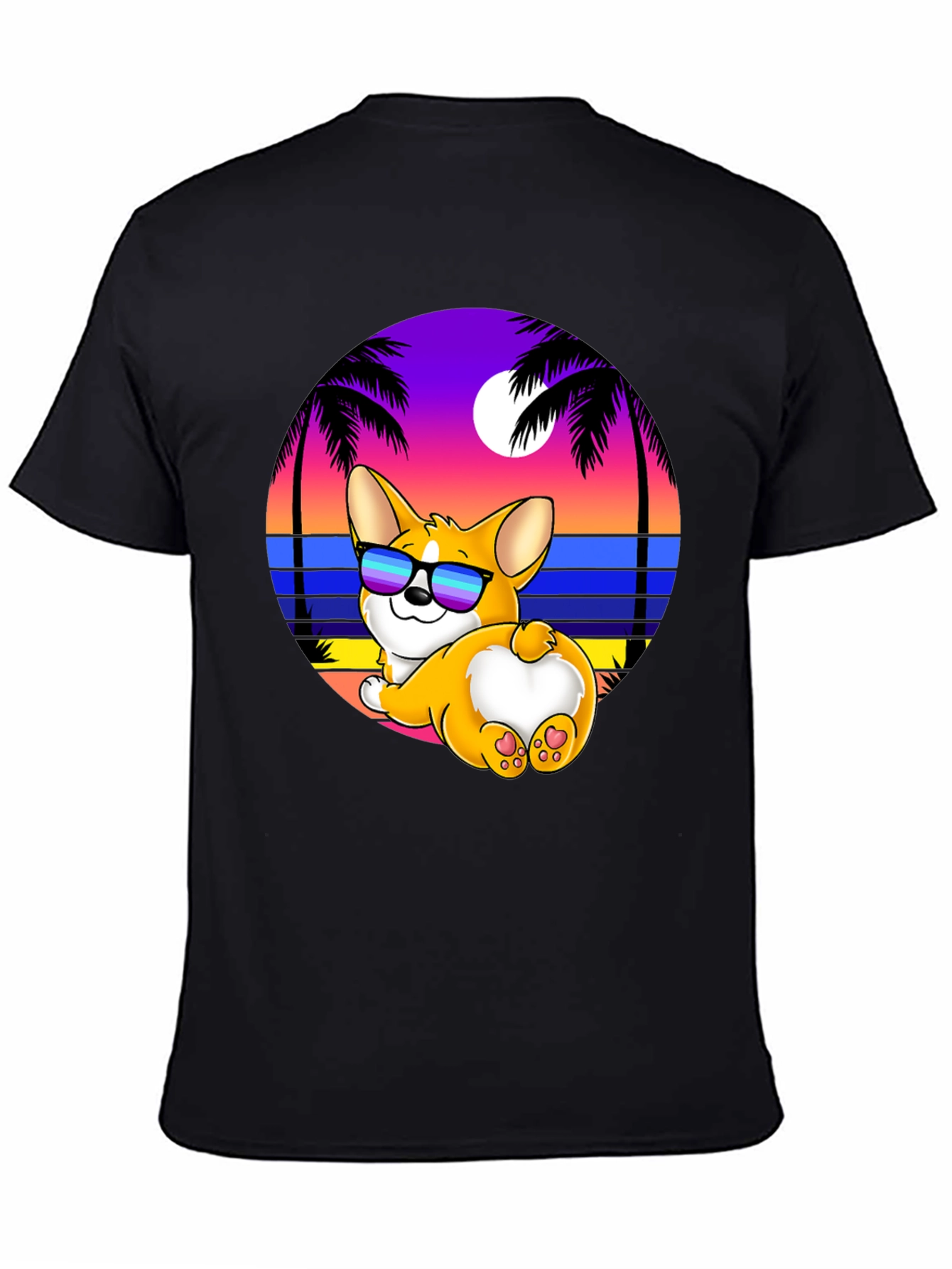 Black Corgi Beach T-Shirt view 4