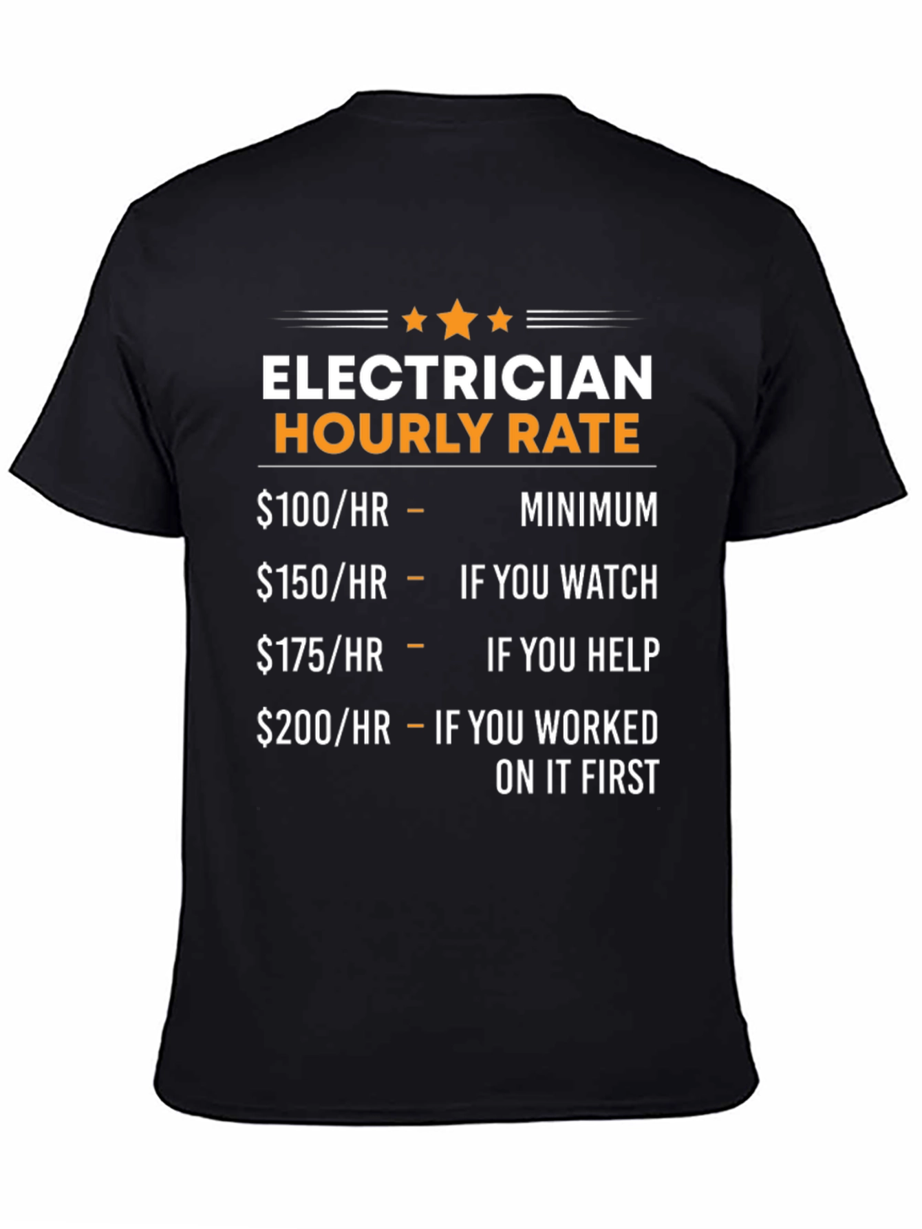 Black Electrician Hourly Rate Novelty Graphic Tee view 4