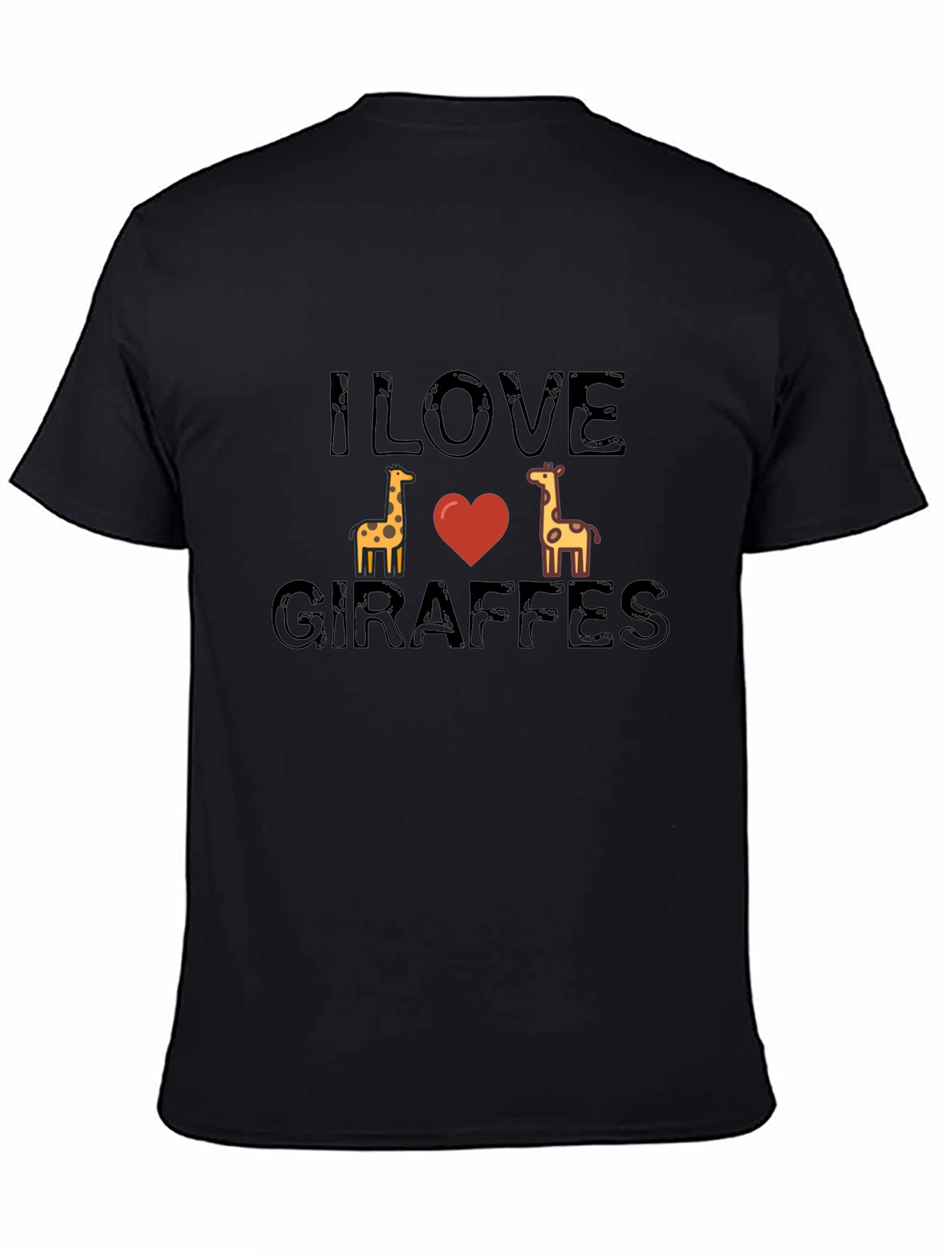 Black I Love Giraffes Graphic Tee - Black view 4