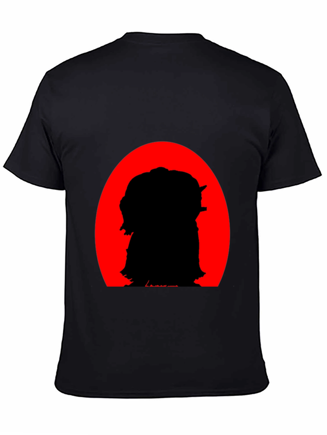 Black Silhouette Tee: Red Sun, Black Print view 4