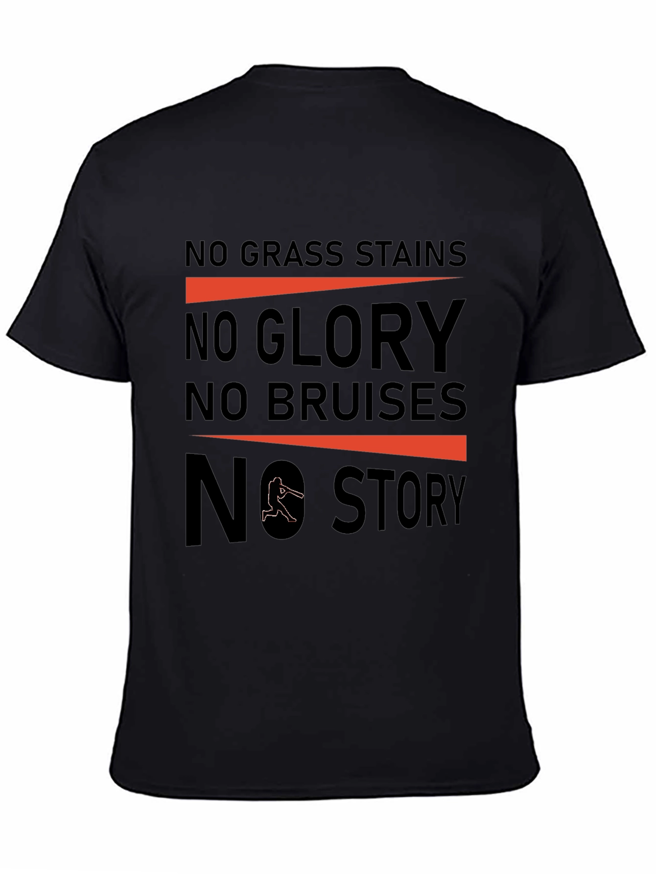 Black No Grass Stains Baseball T-Shirt view 4