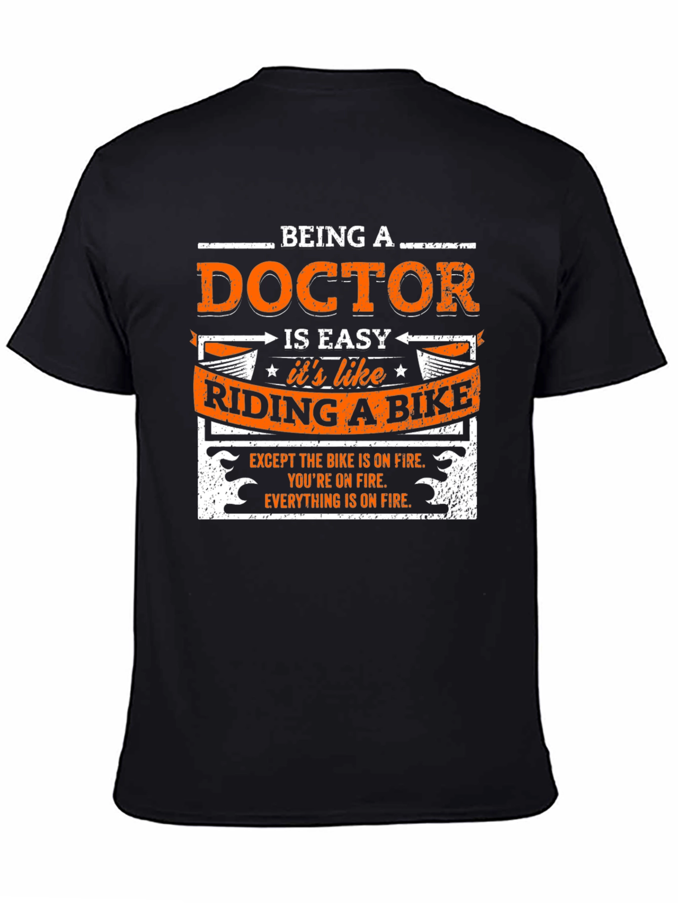 Black Funny Doctor Riding a Bike T-Shirt view 4