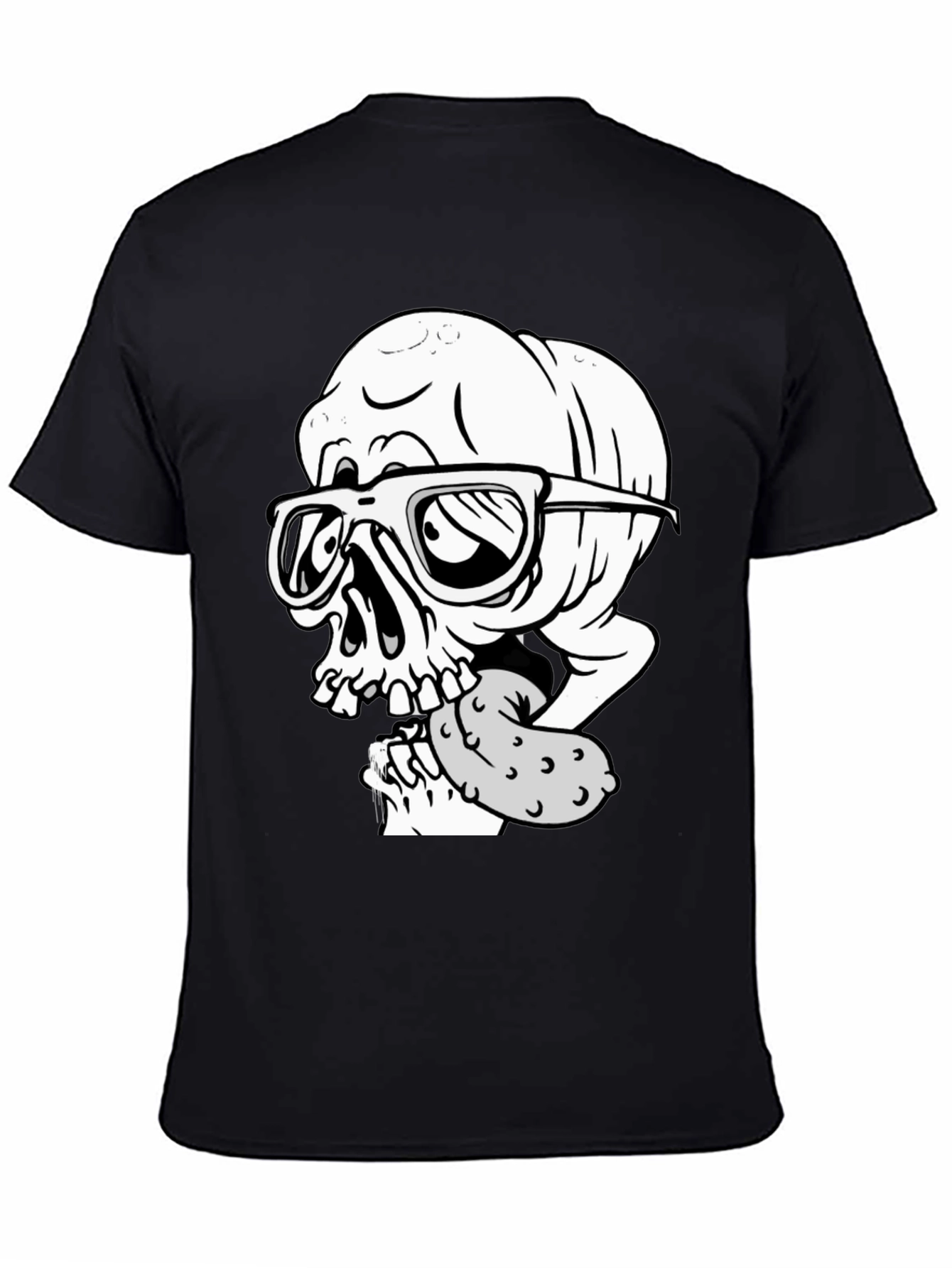 Black Skull with Pickle Graphic Tee view 4