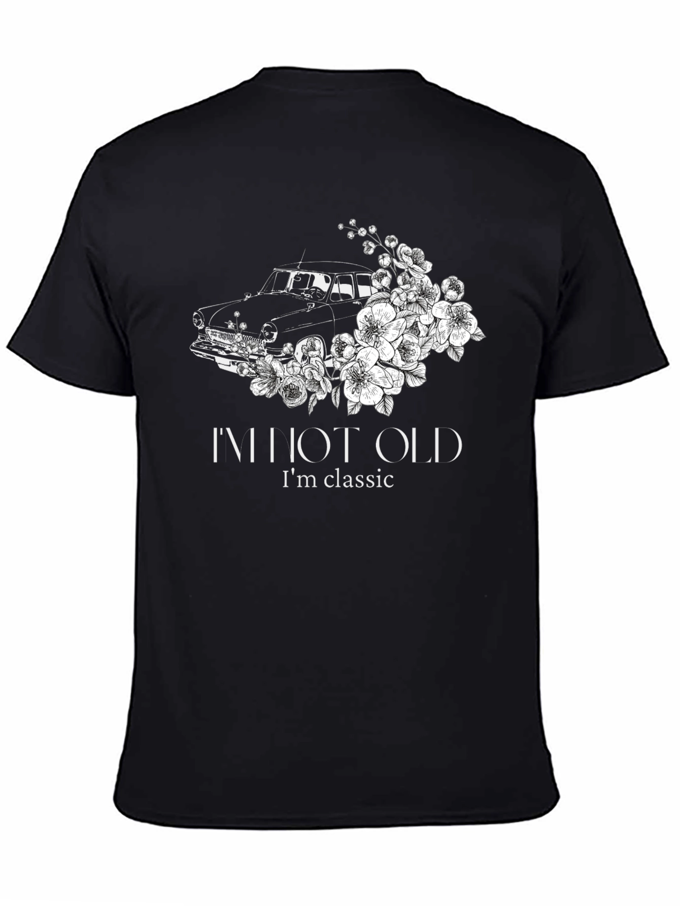 Black Classic Car Floral Tee - I'm Not Old, I'm Classic view 4
