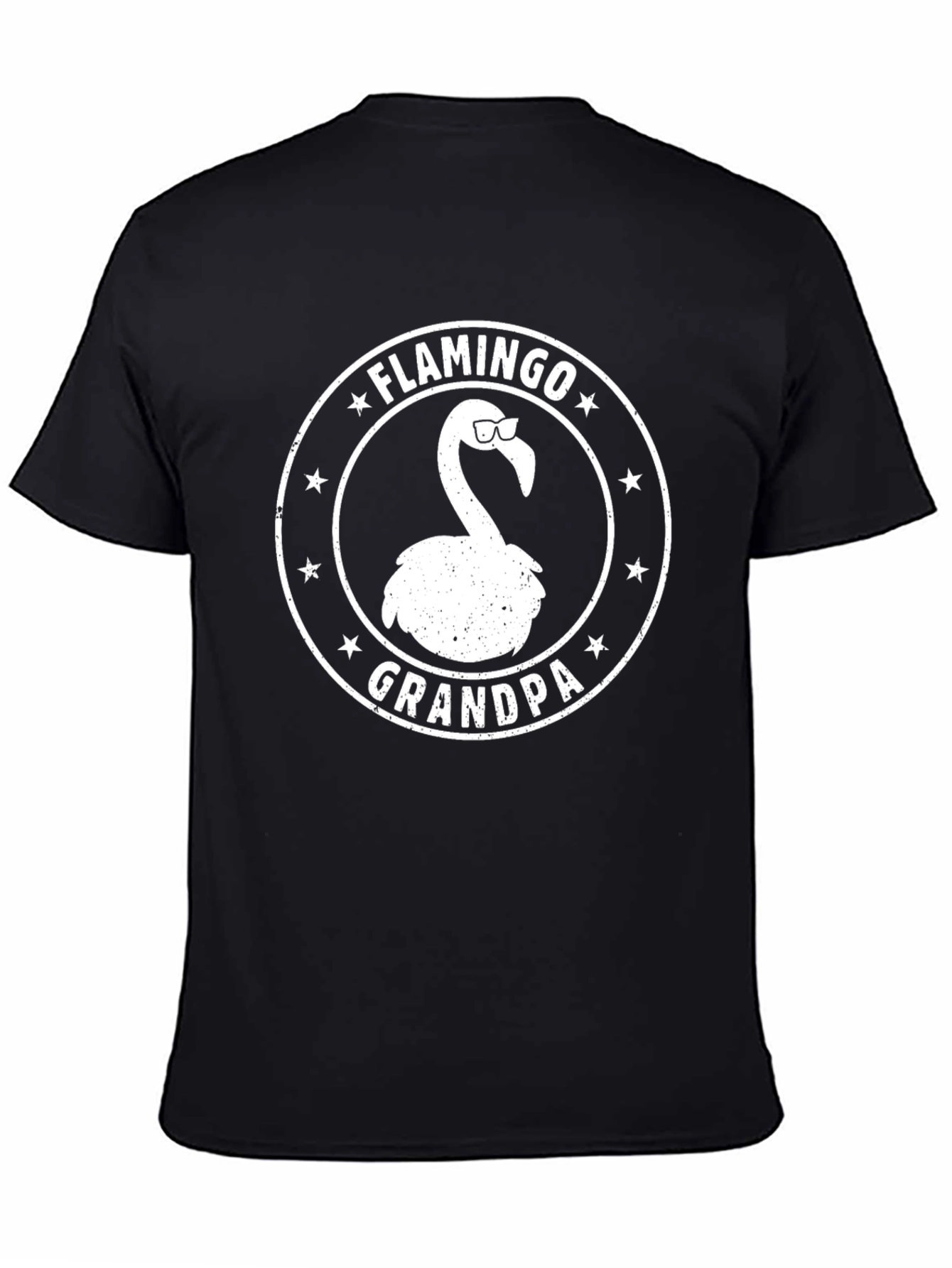 Black Flamingo Grandpa Graphic Tee - Black Cotton T-Shirt view 4