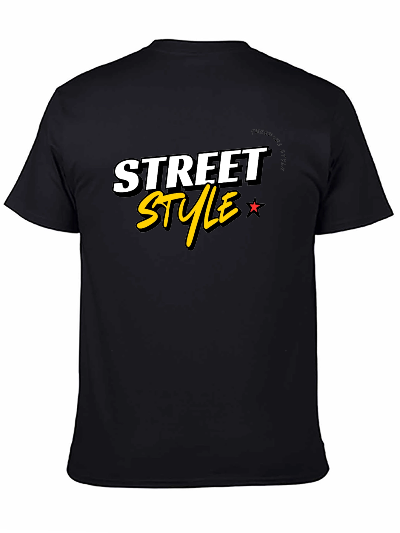 Black Street Style Graphic Tee - Black Cotton Blend view 4