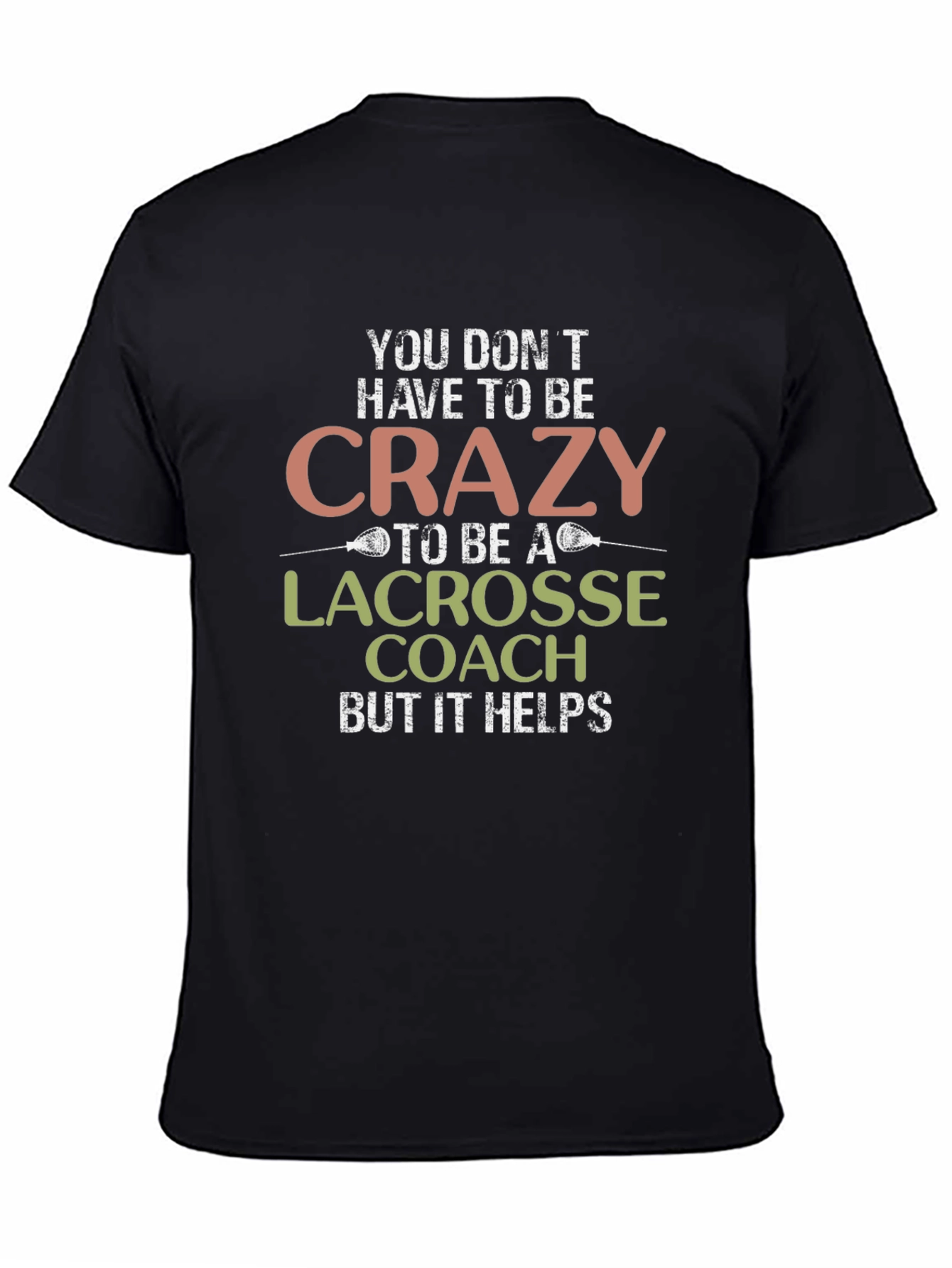 Black Crazy Lacrosse Coach Black T-Shirt view 4