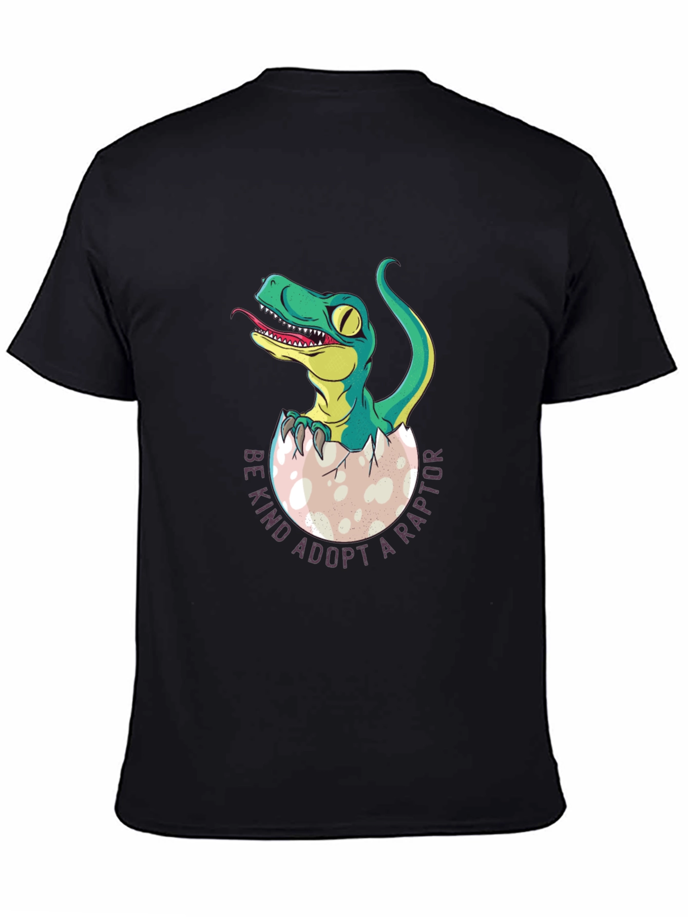 Black Adopt a Raptor T-Shirt - Unique Dinosaur Tee view 4