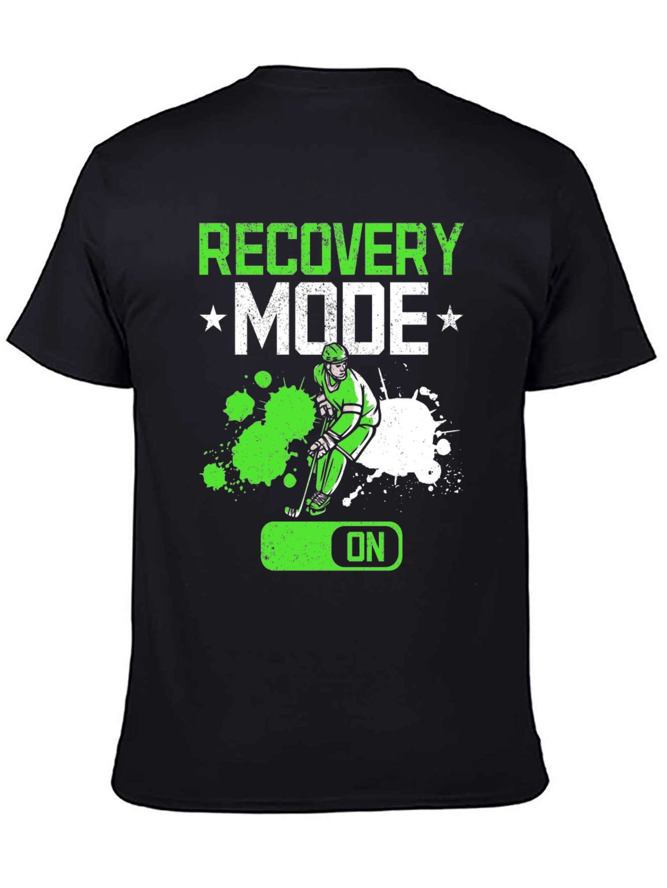 Black Recovery Mode Hockey Player T-Shirt view 4