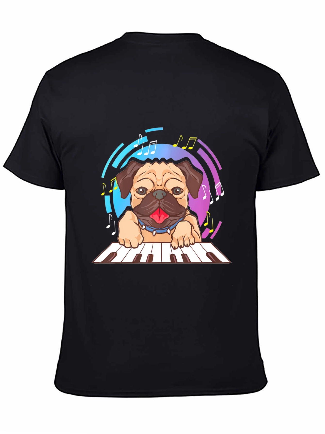 Black Pug Pianist Graphic Tee view 4