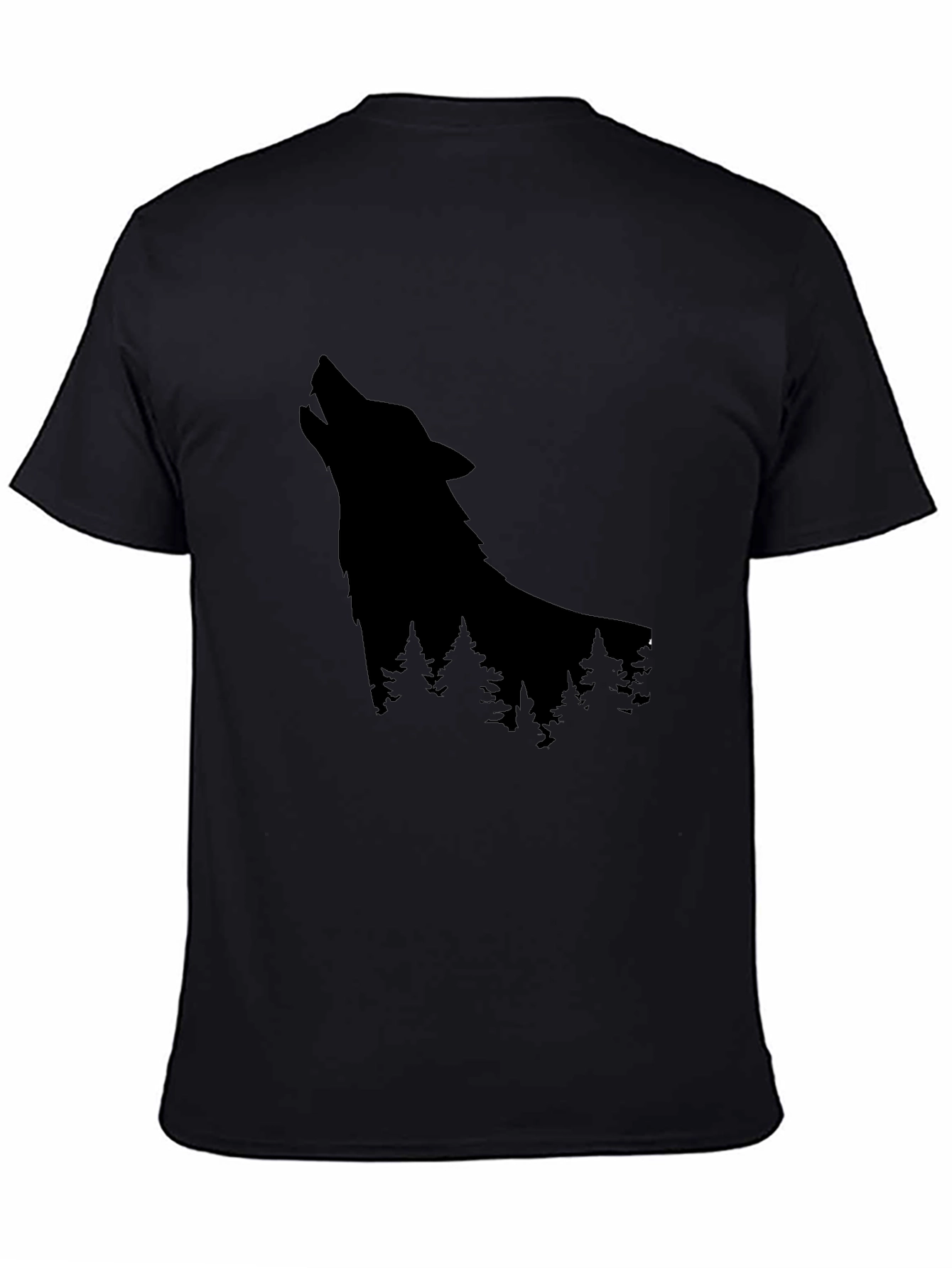 Black Wolf Silhouette Black Graphic Tee view 4