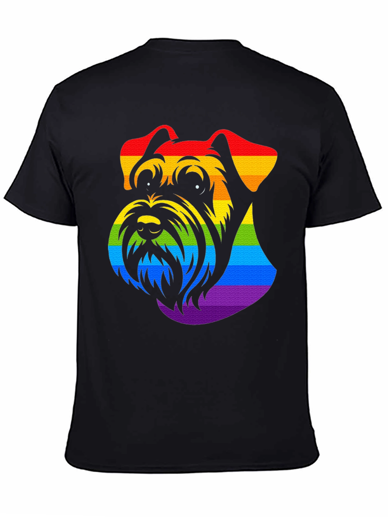 Black Rainbow Schnauzer Graphic Tee - Black Cotton view 4