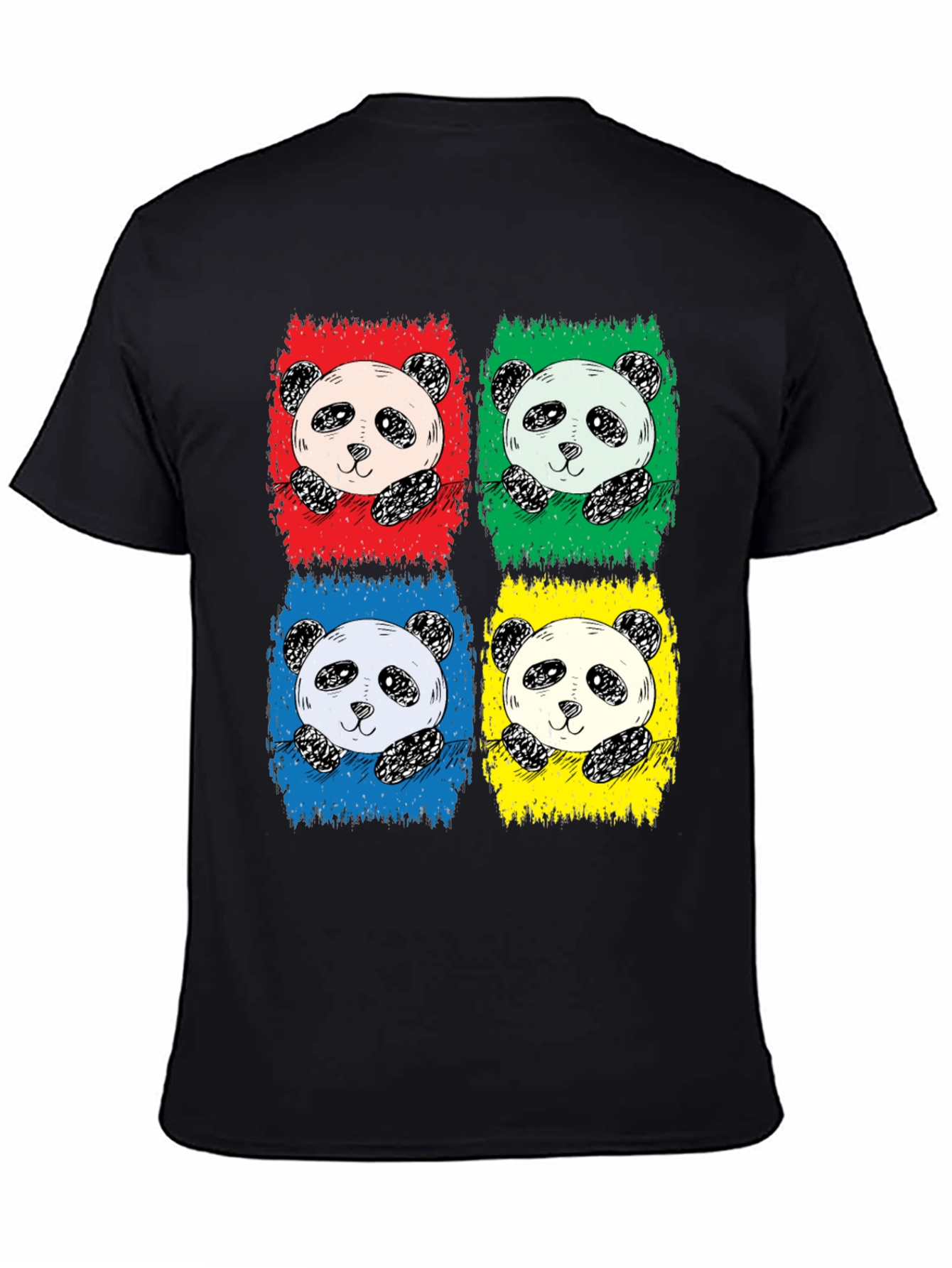 Black Pop Art Panda Graphic Tee - Unisex view 4