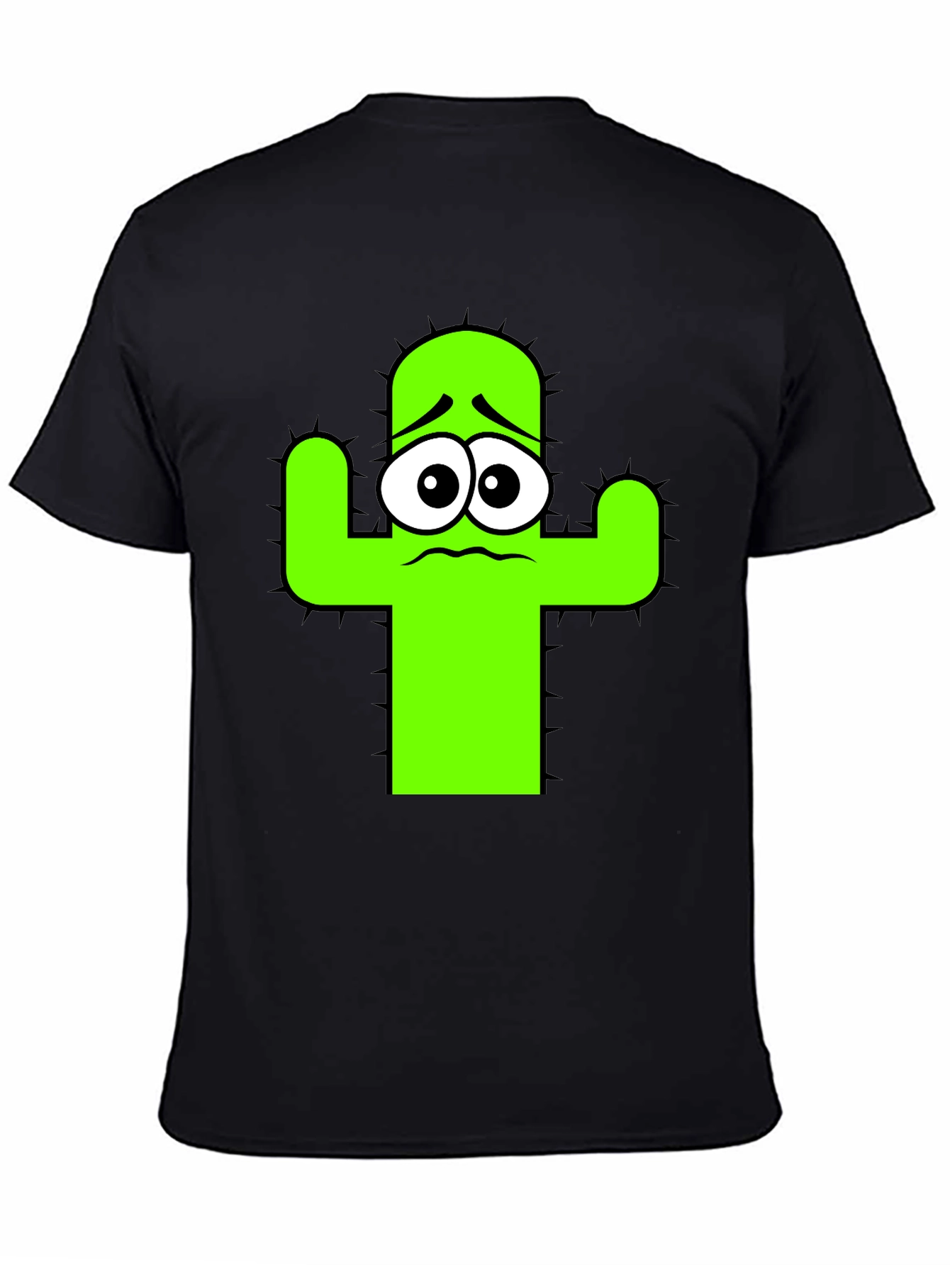 Sad Cactus Graphic Tee - Black Cotton T-Shirt - 4