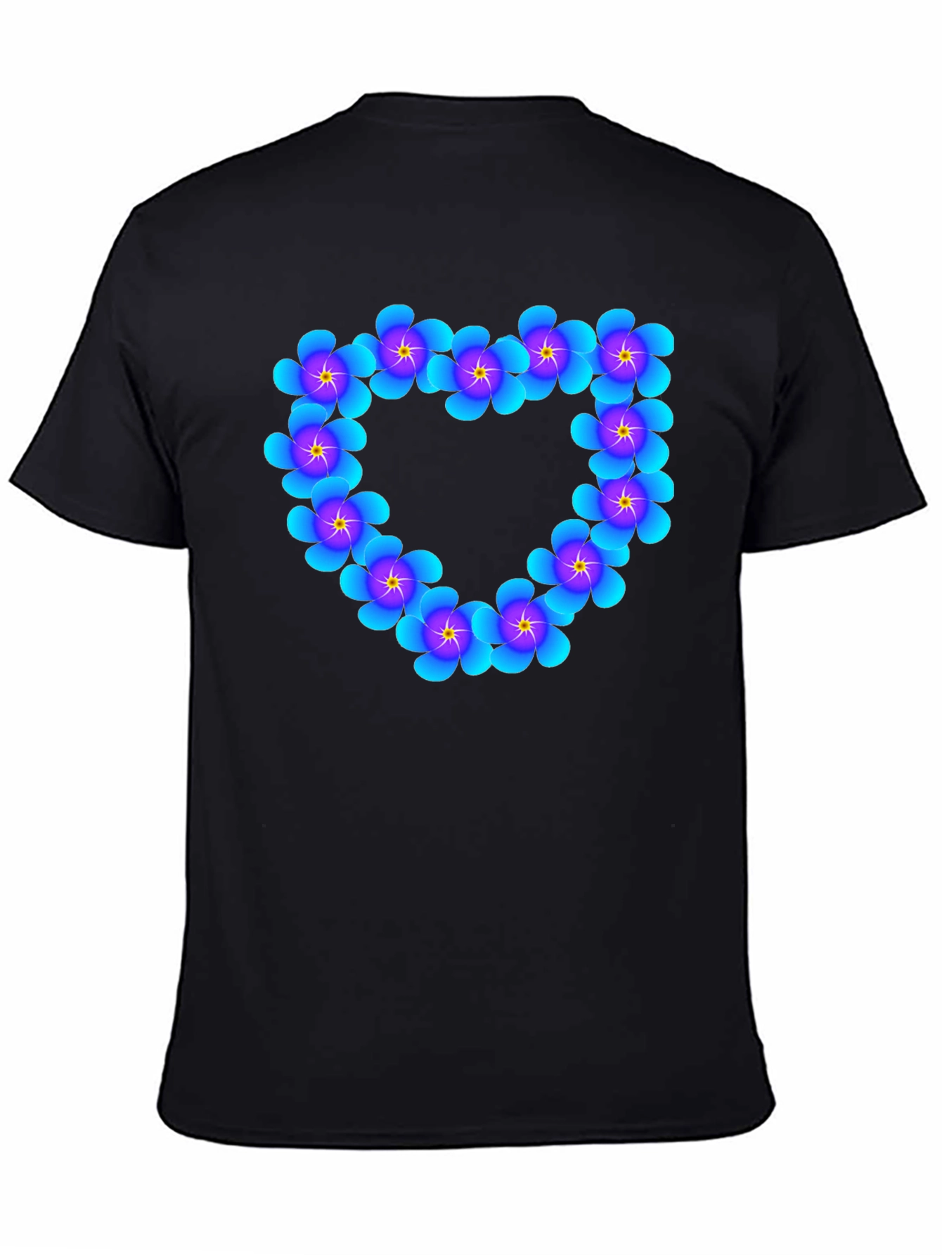 Black Floral Heart Graphic Black T-Shirt view 4