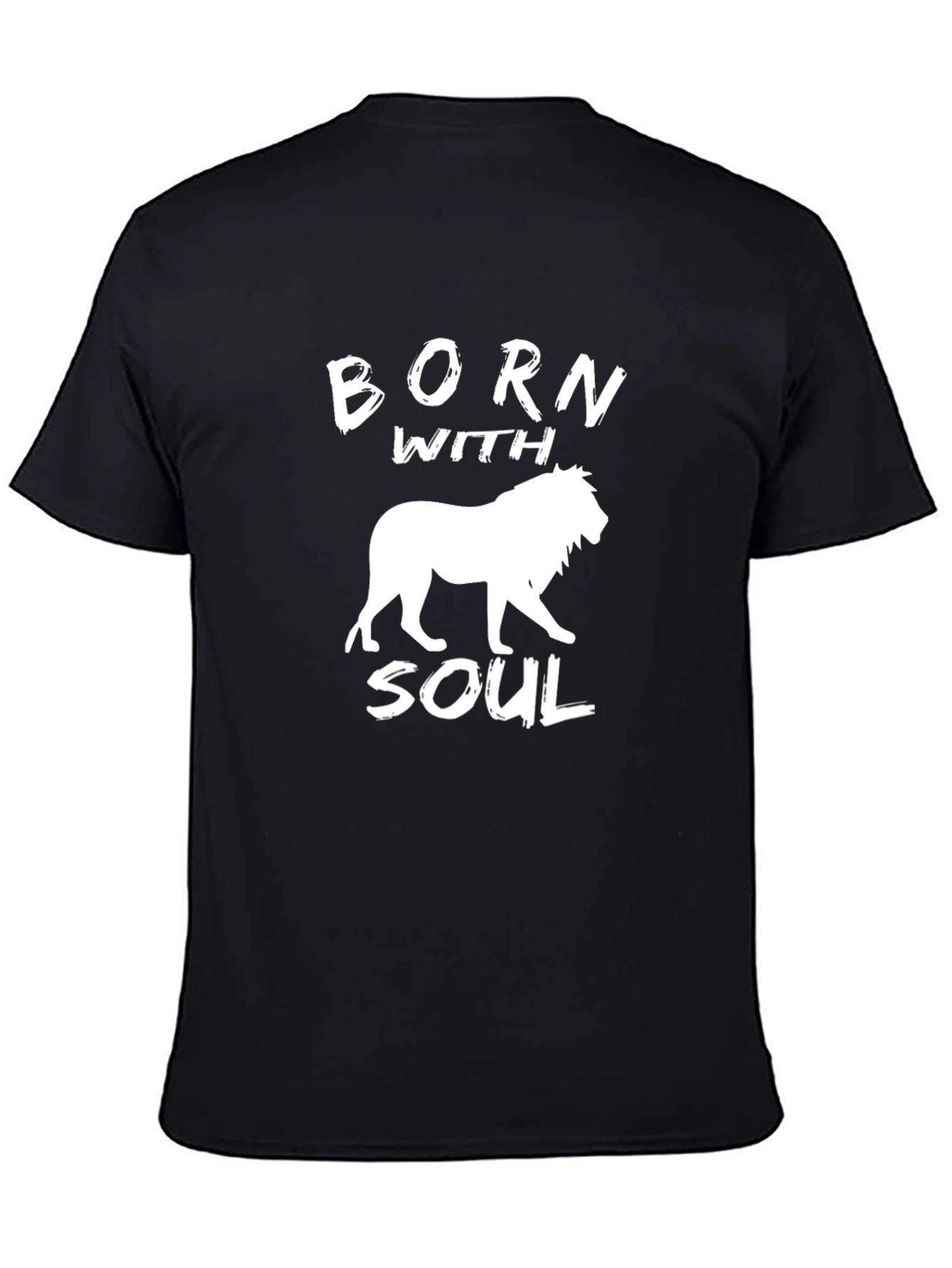Black Born With Soul Lion Graphic Tee - Black view 4