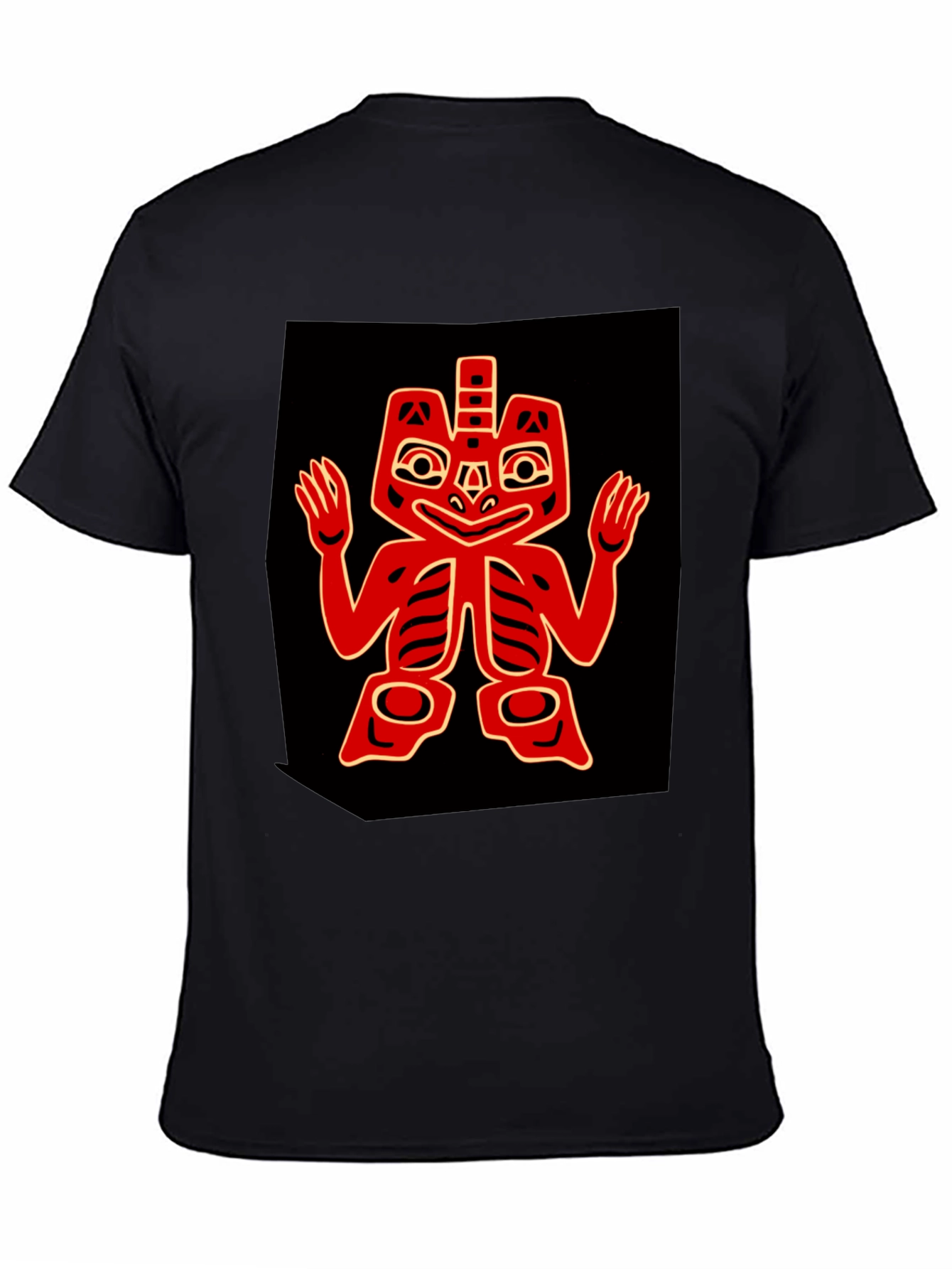 Black Bold Graphic Tee - Red Native American Design view 4
