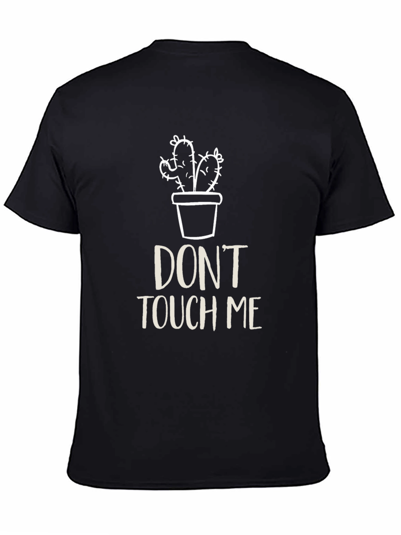 Black Don't Touch Me Cactus Graphic Tee - Black Cotton T-Shirt view 4