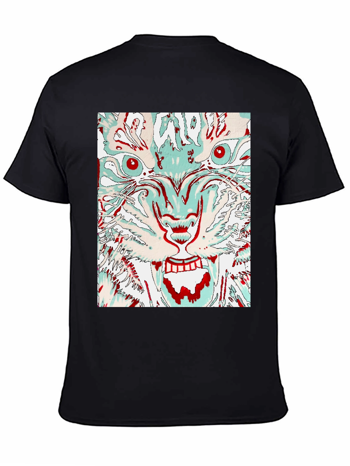 Black Abstract Tiger Graphic Tee - Men's Black T-Shirt view 4