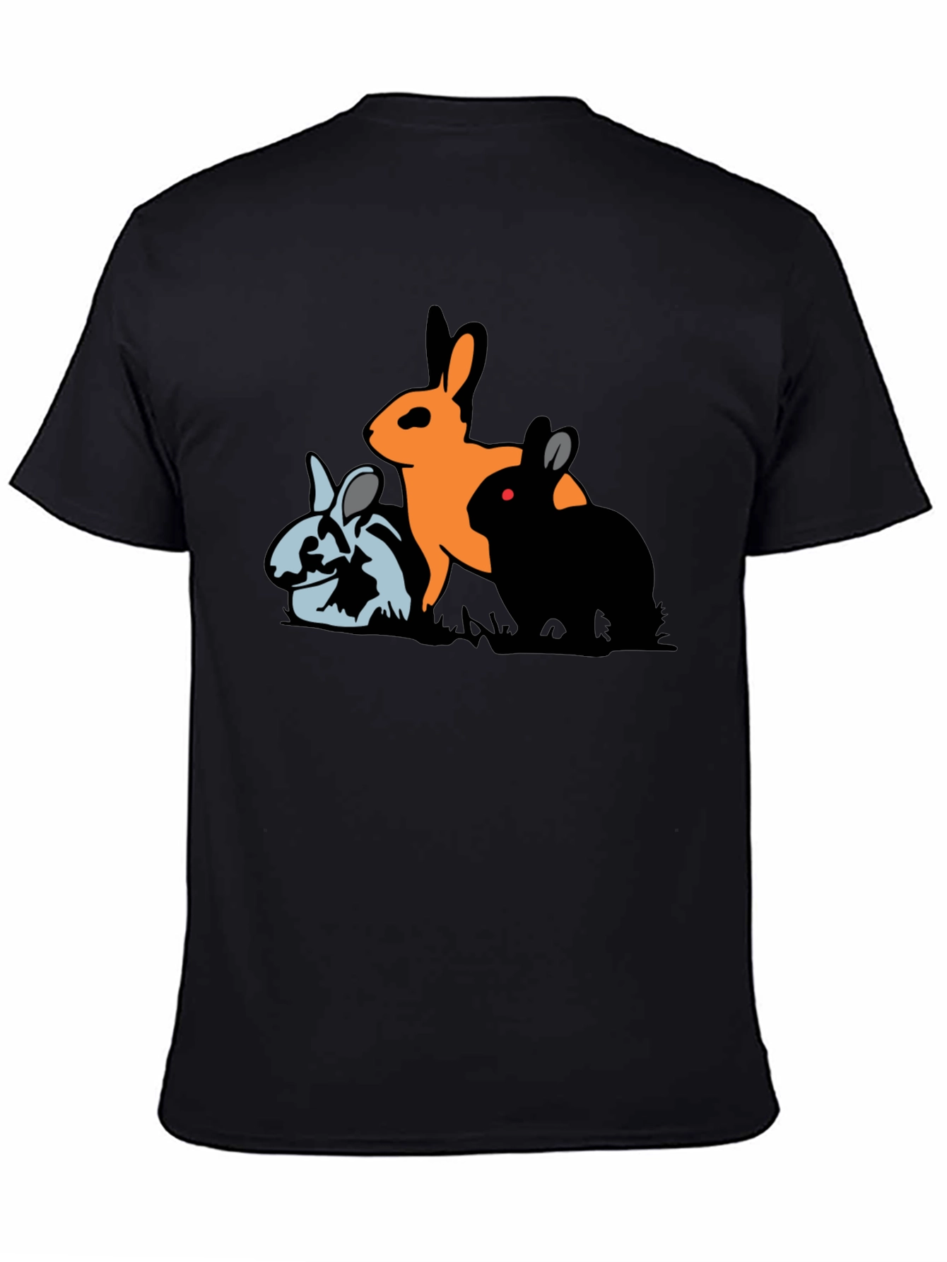 Black Three Bunny Graphic T-Shirt view 4
