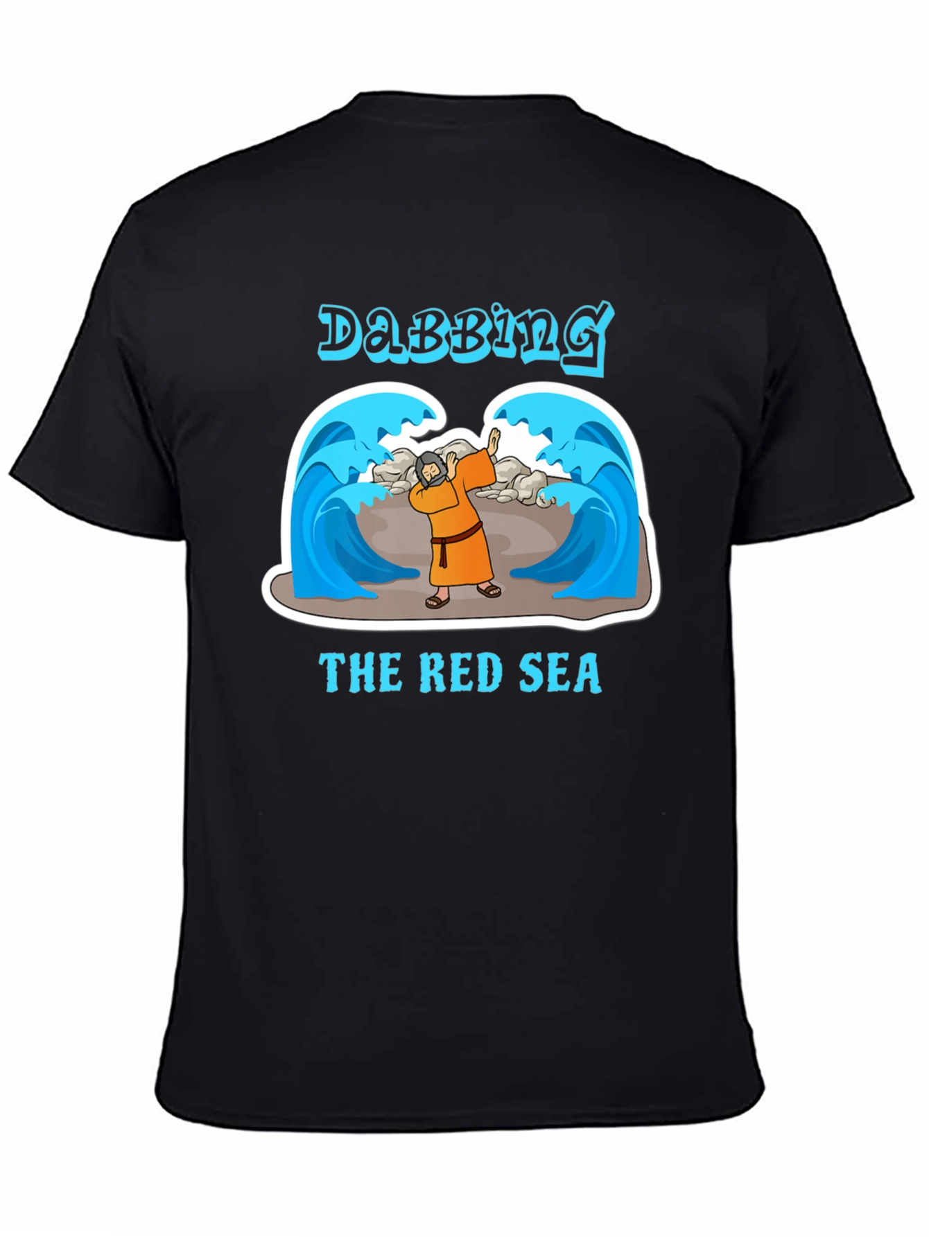 Black Dabbing the Red Sea T-Shirt - Funny Moses Tee view 4