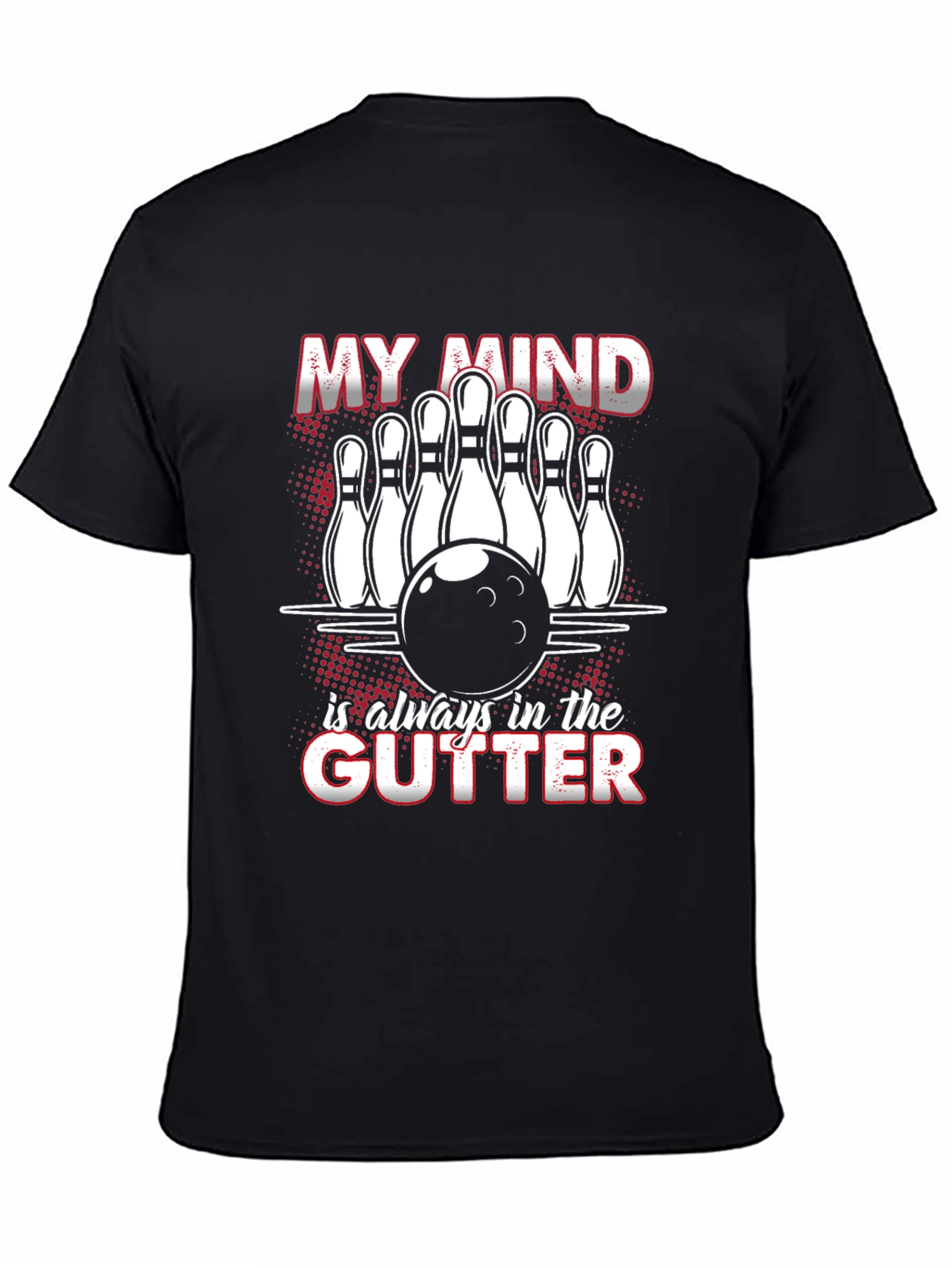 Black Bowling Mind T-Shirt Funny Graphic Tee view 4