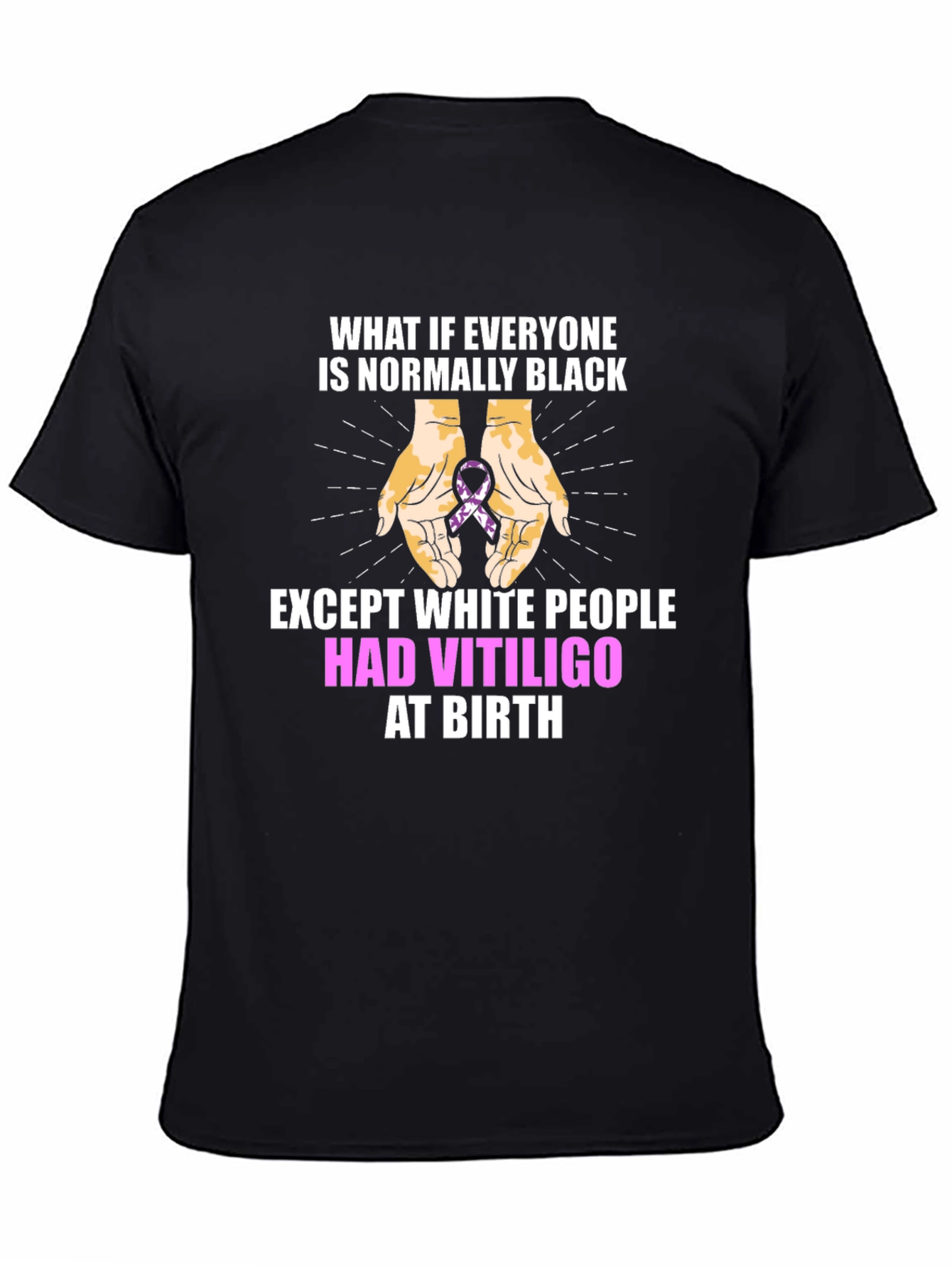 Black Vitiligo Awareness T-Shirt - Equality Design view 4