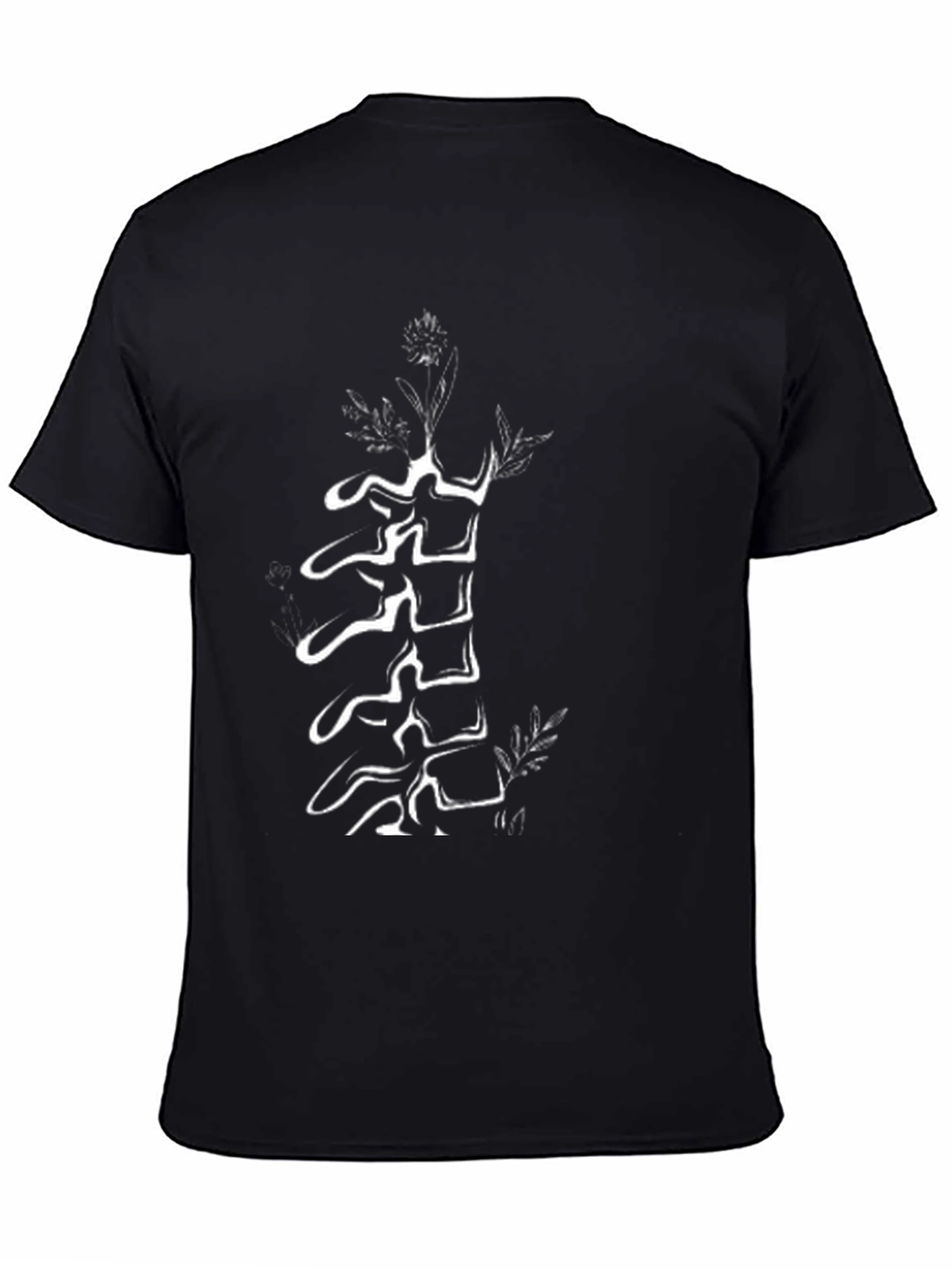 Black Spine & Flowers Graphic Tee - Black view 4