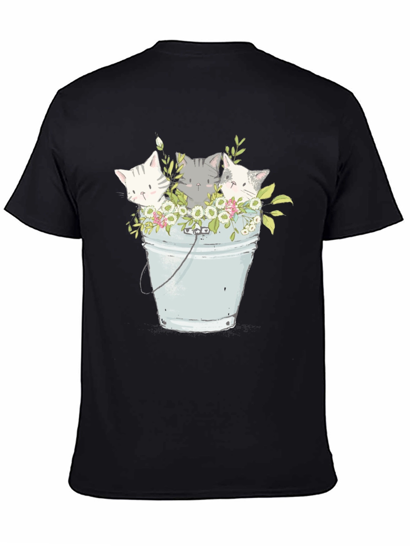 Black Cats in Bucket T-Shirt - Cute Kitten Graphic Tee view 4