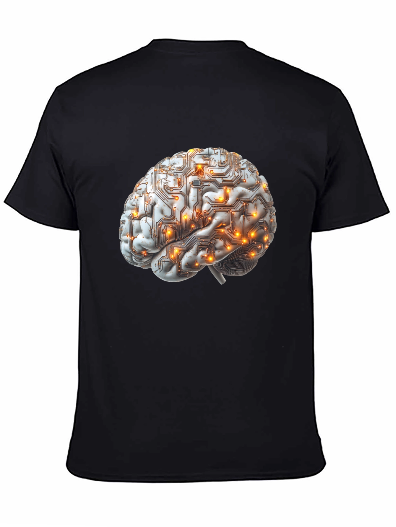 Black Brain Circuitry Graphic Tee - Black Cotton T-Shirt view 4