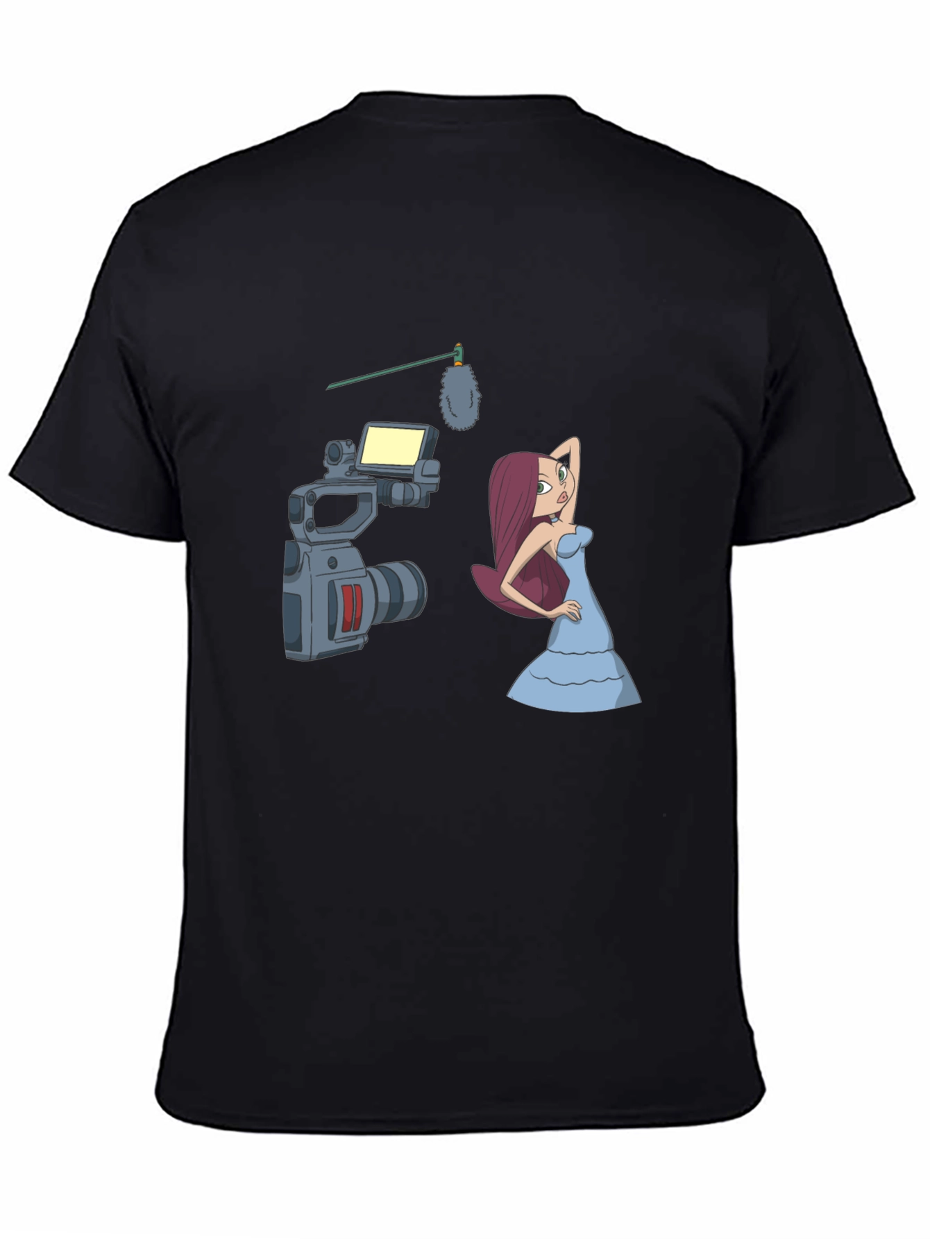 Black Cartoon Film Shoot T-Shirt - Black Cotton Blend view 4