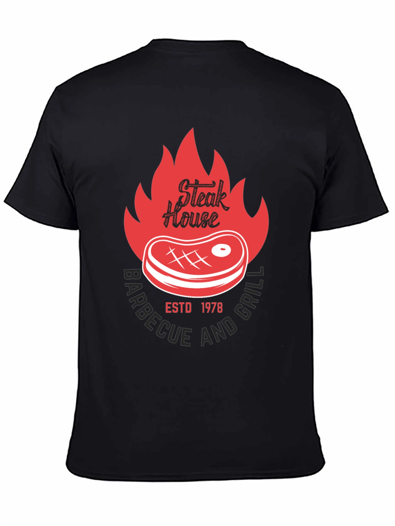 Black Steak House BBQ & Grill T-Shirt view 4