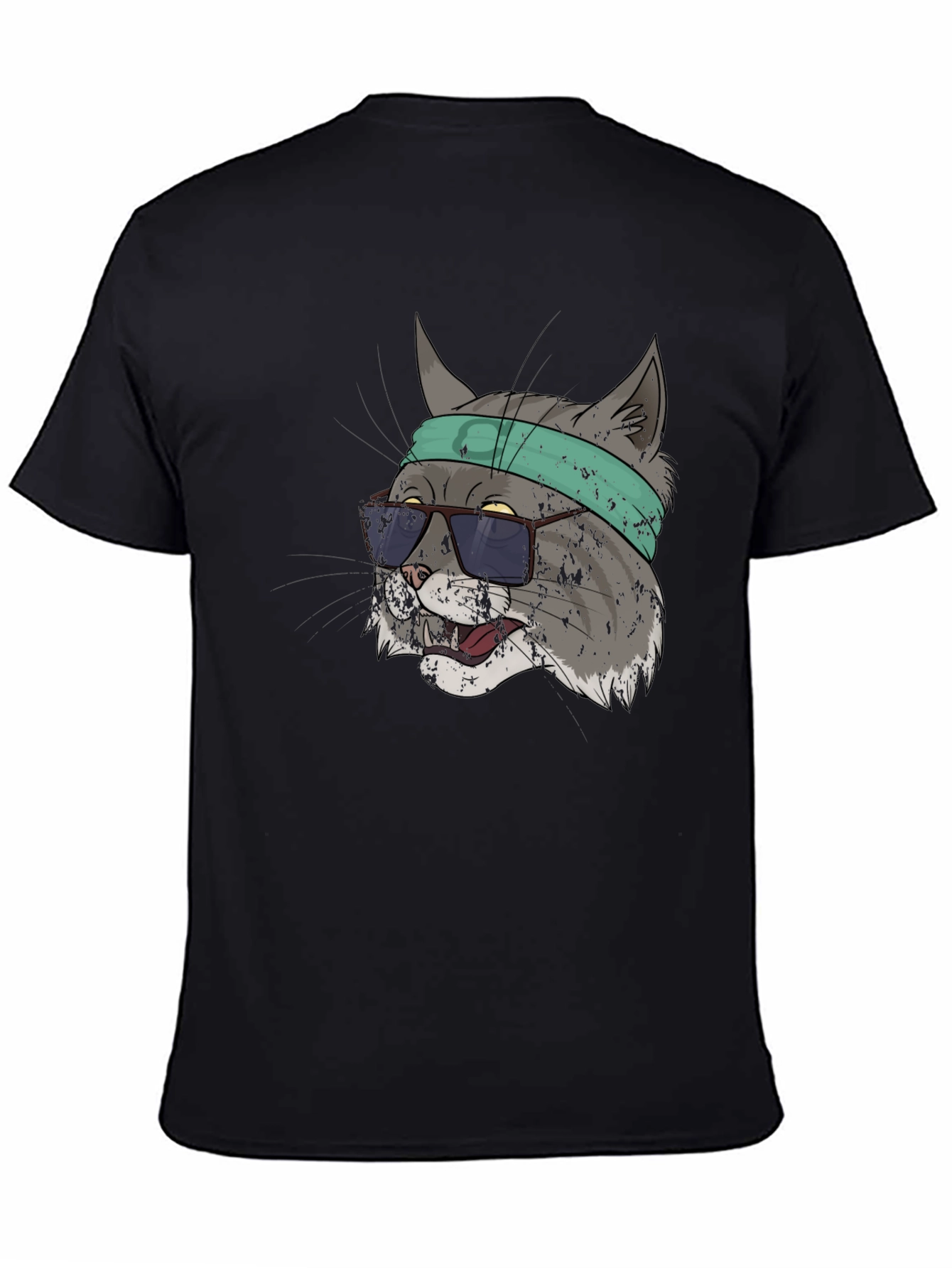 Black Cool Cat Graphic Tee - Unisex Black T-Shirt view 4