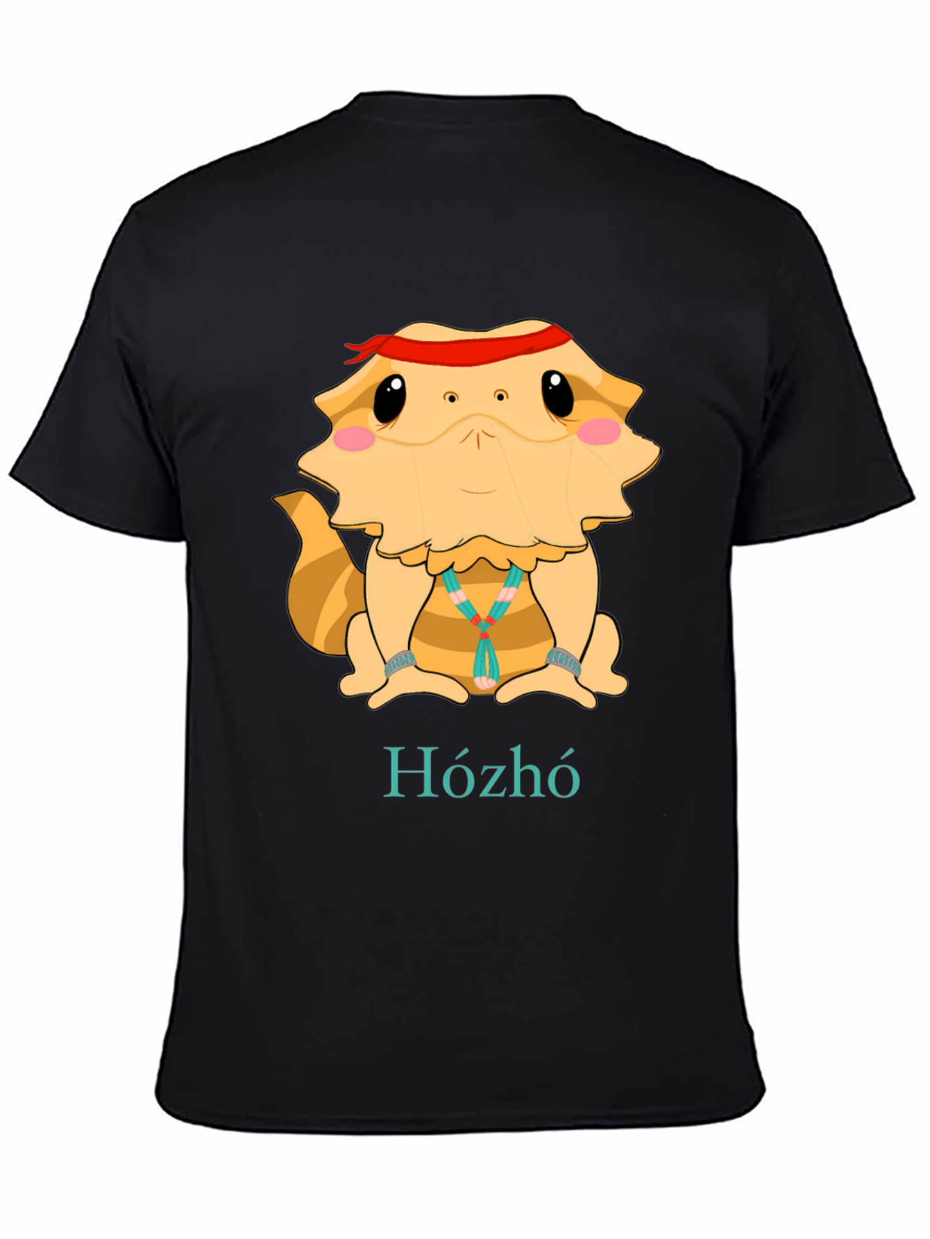Black Bearded Dragon Hózhó T-Shirt - Cool Lizard Tee view 4