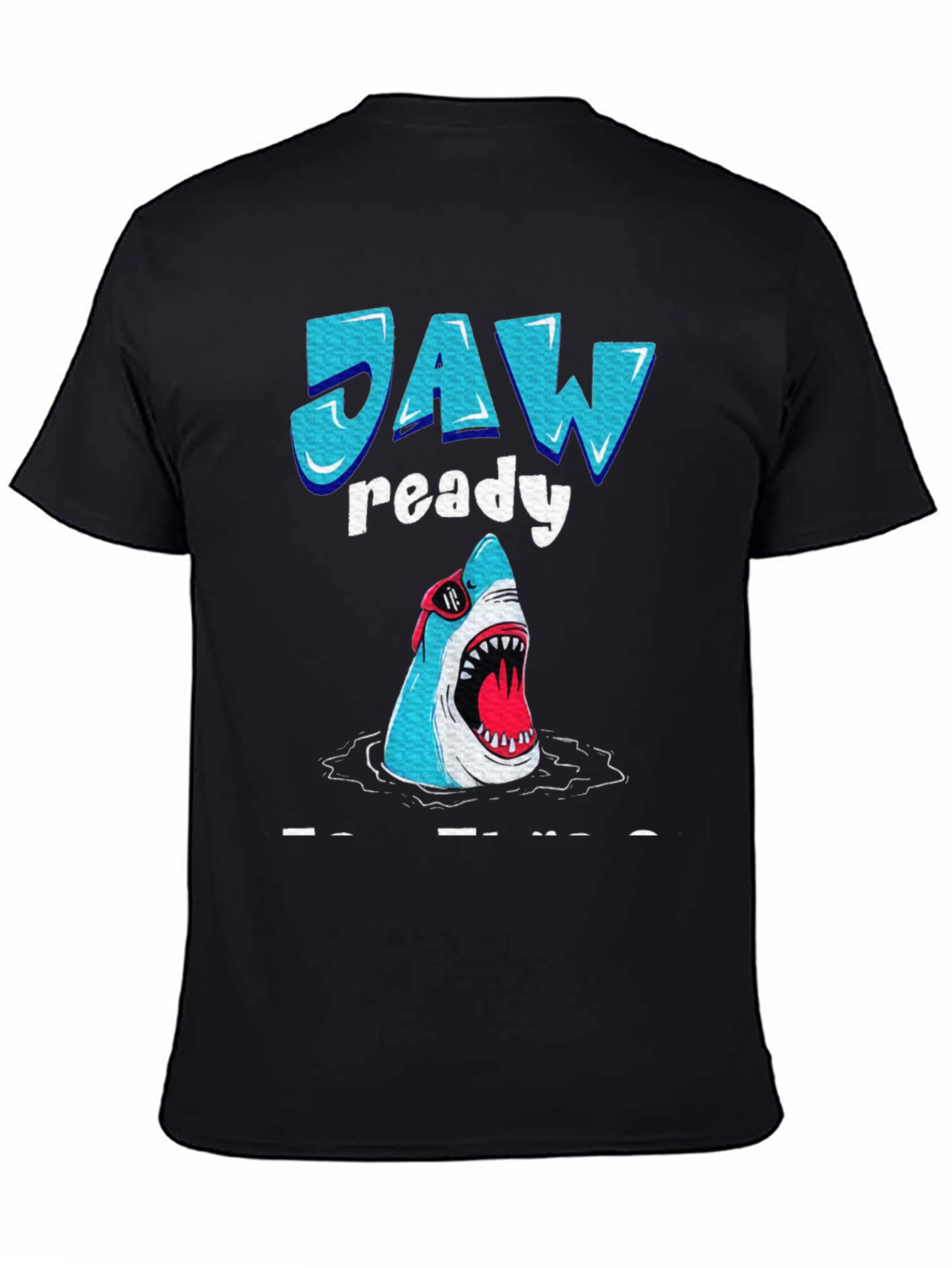 Black Jaw Ready Funny Shark Graphic T-Shirt view 4