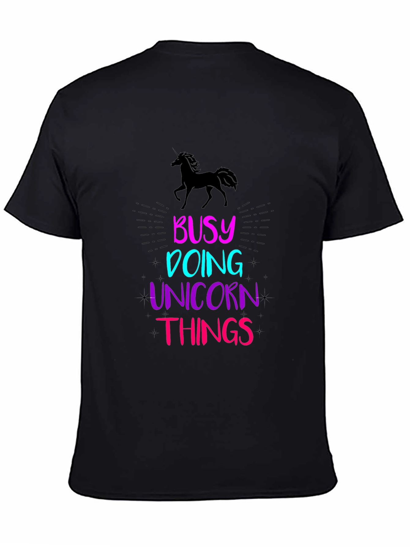 Black Busy Doing Unicorn Things Graphic Tee view 4