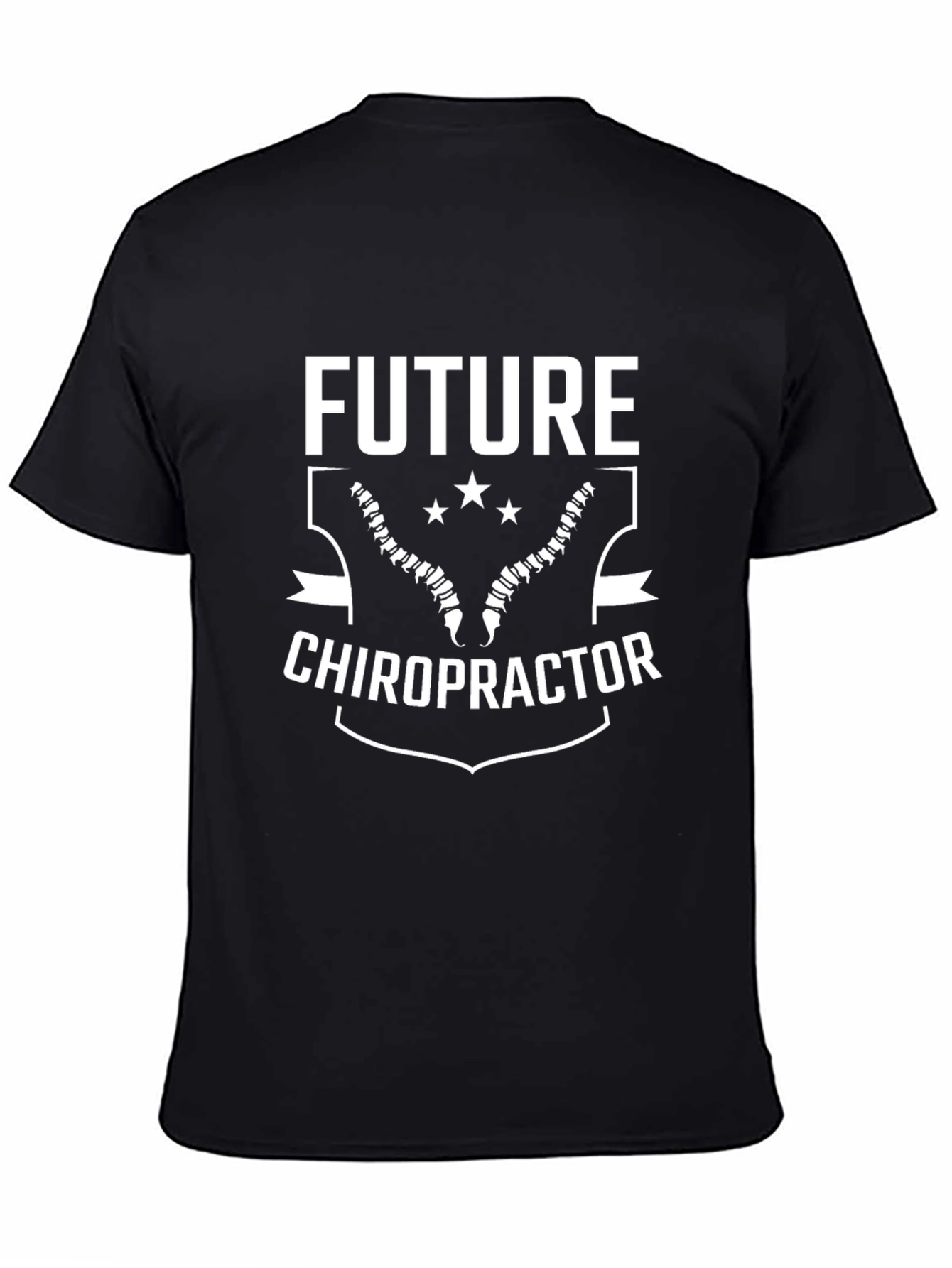 Black Future Chiropractor T-Shirt - Black Cotton Tee view 4