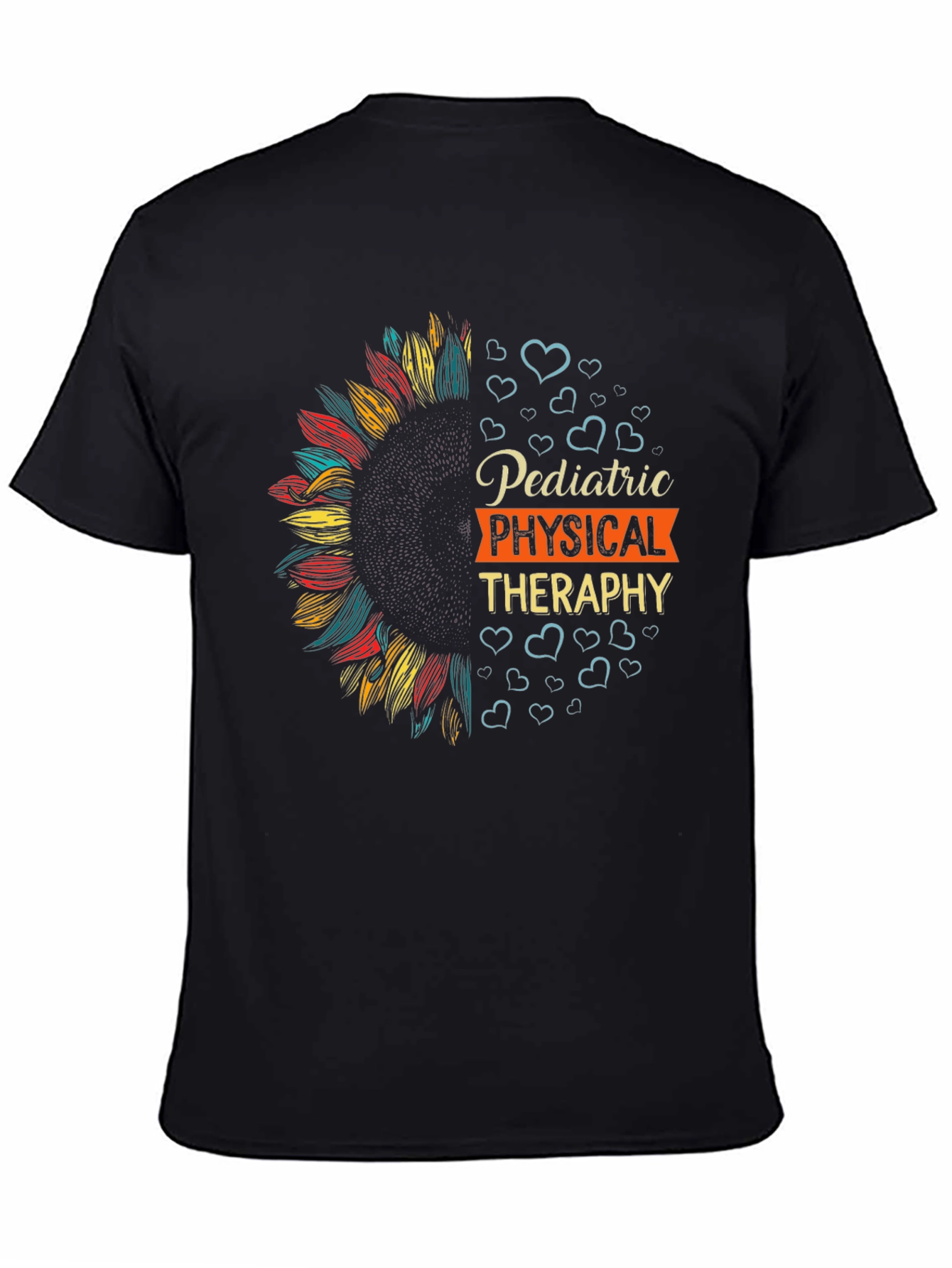 Black Pediatric Physical Therapy Sunflower T-Shirt view 4