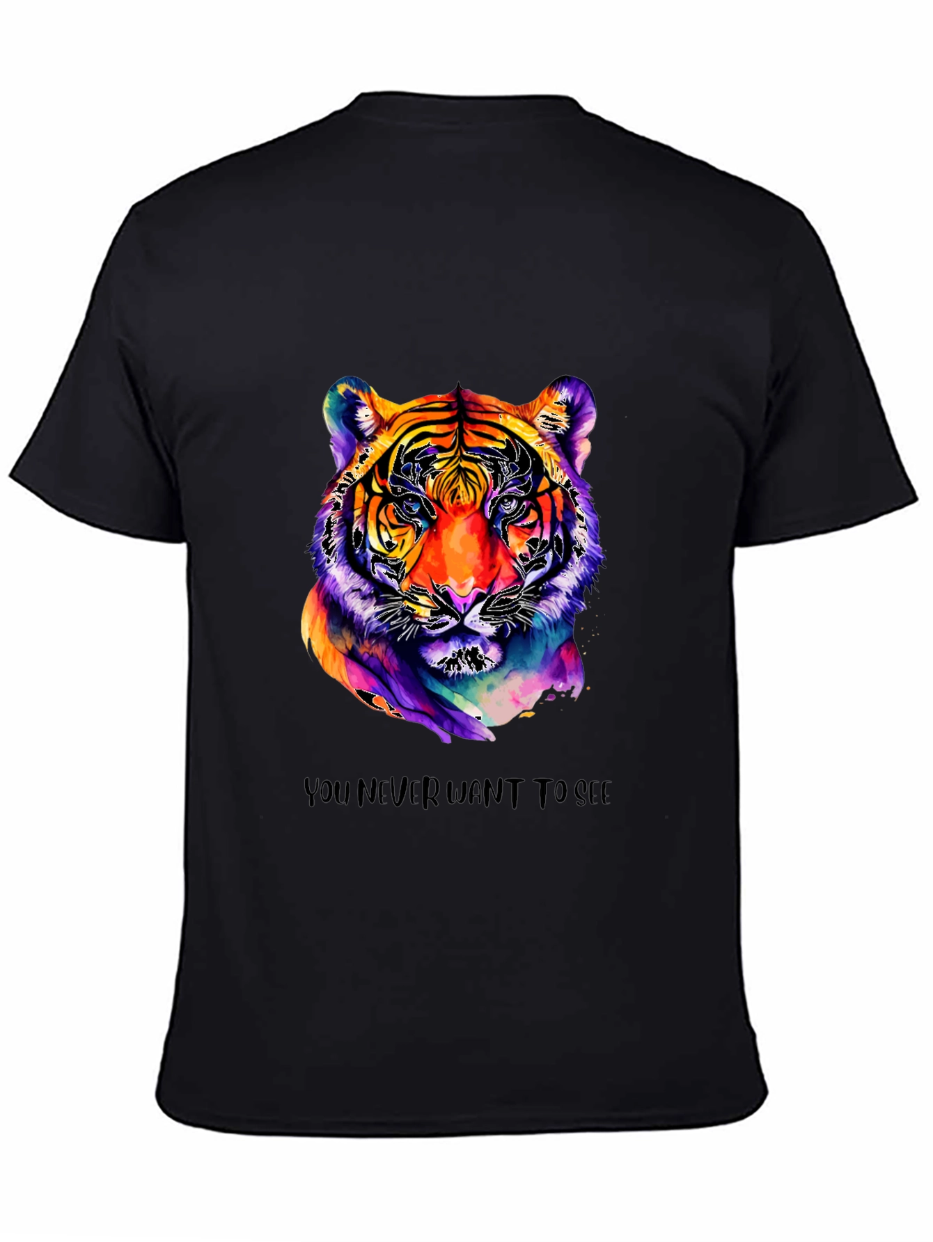 Black Vibrant Tiger Graphic Tee - Unique Artistic Design view 4