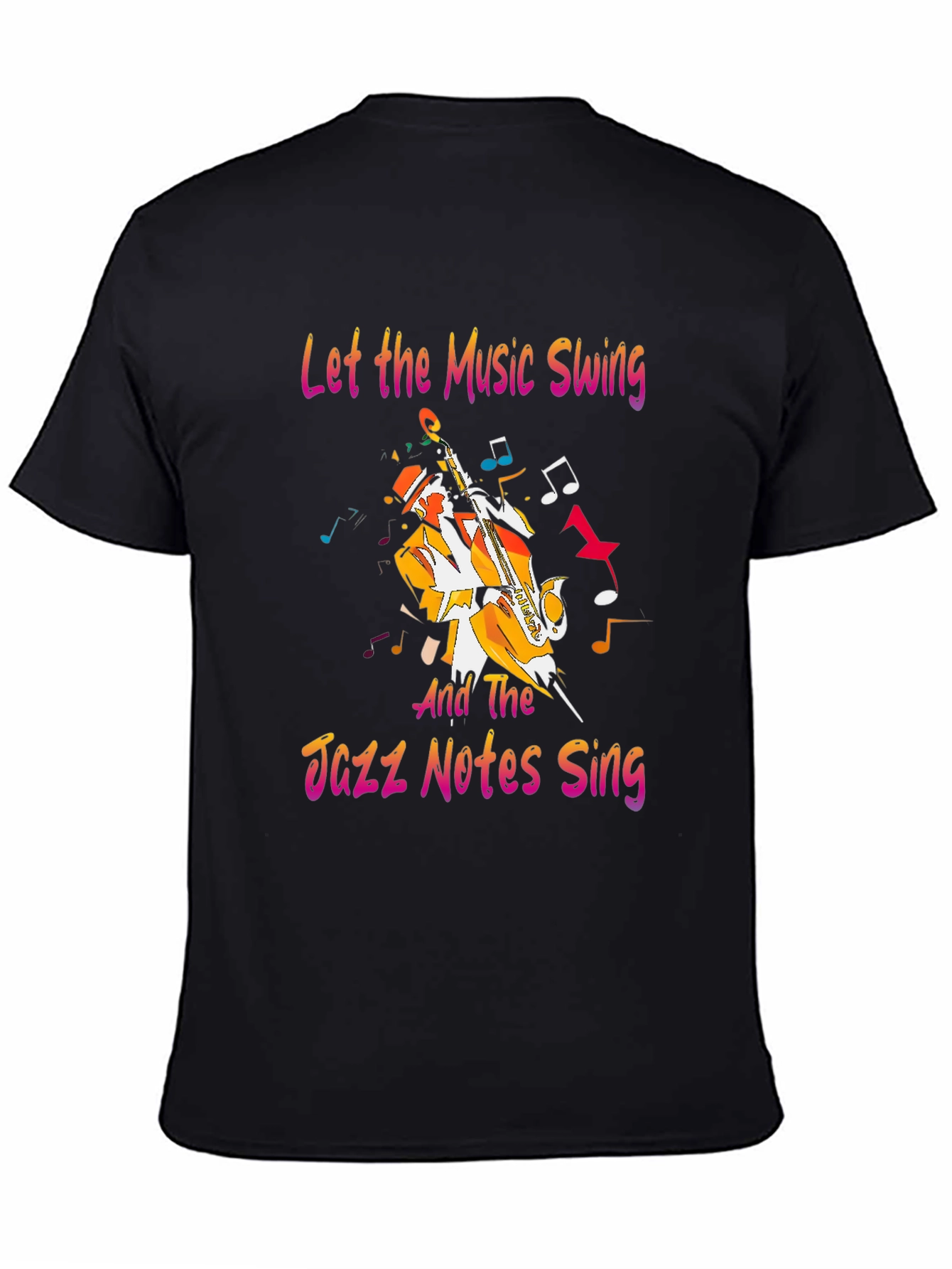 Black Jazz Music T-Shirt - Let the Music Swing Graphic Tee view 4