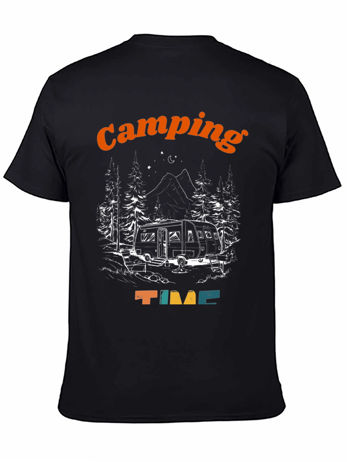 Black Camping Time Graphic T-Shirt view 4