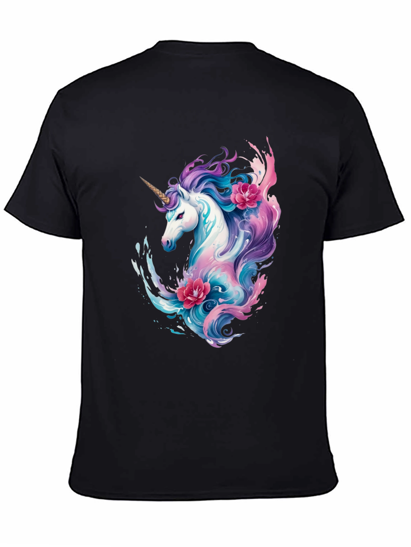 Black Unicorn Graphic Print T-Shirt view 4