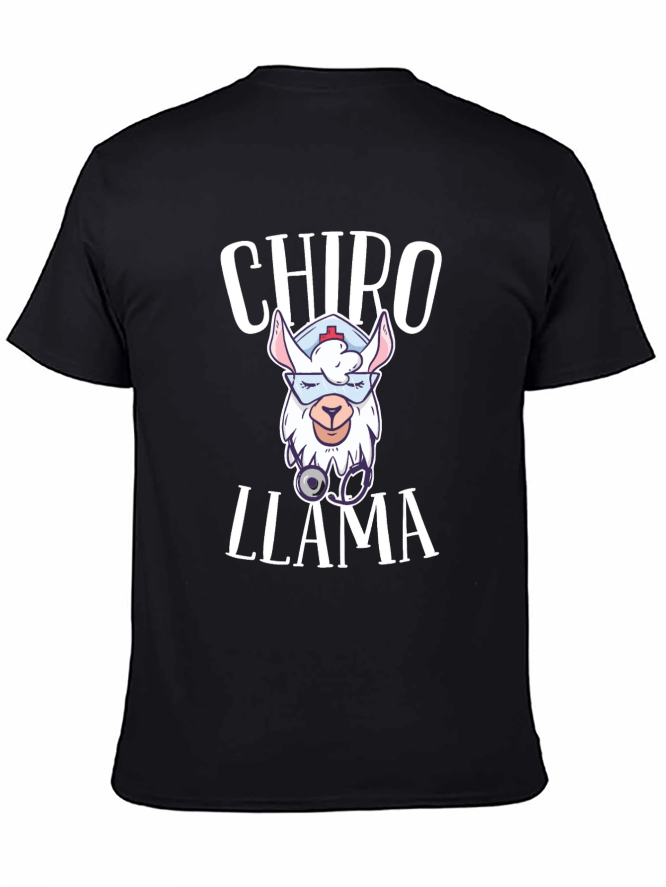 Black Chiro Llama T-Shirt - Cute Chiropractor Gift view 4