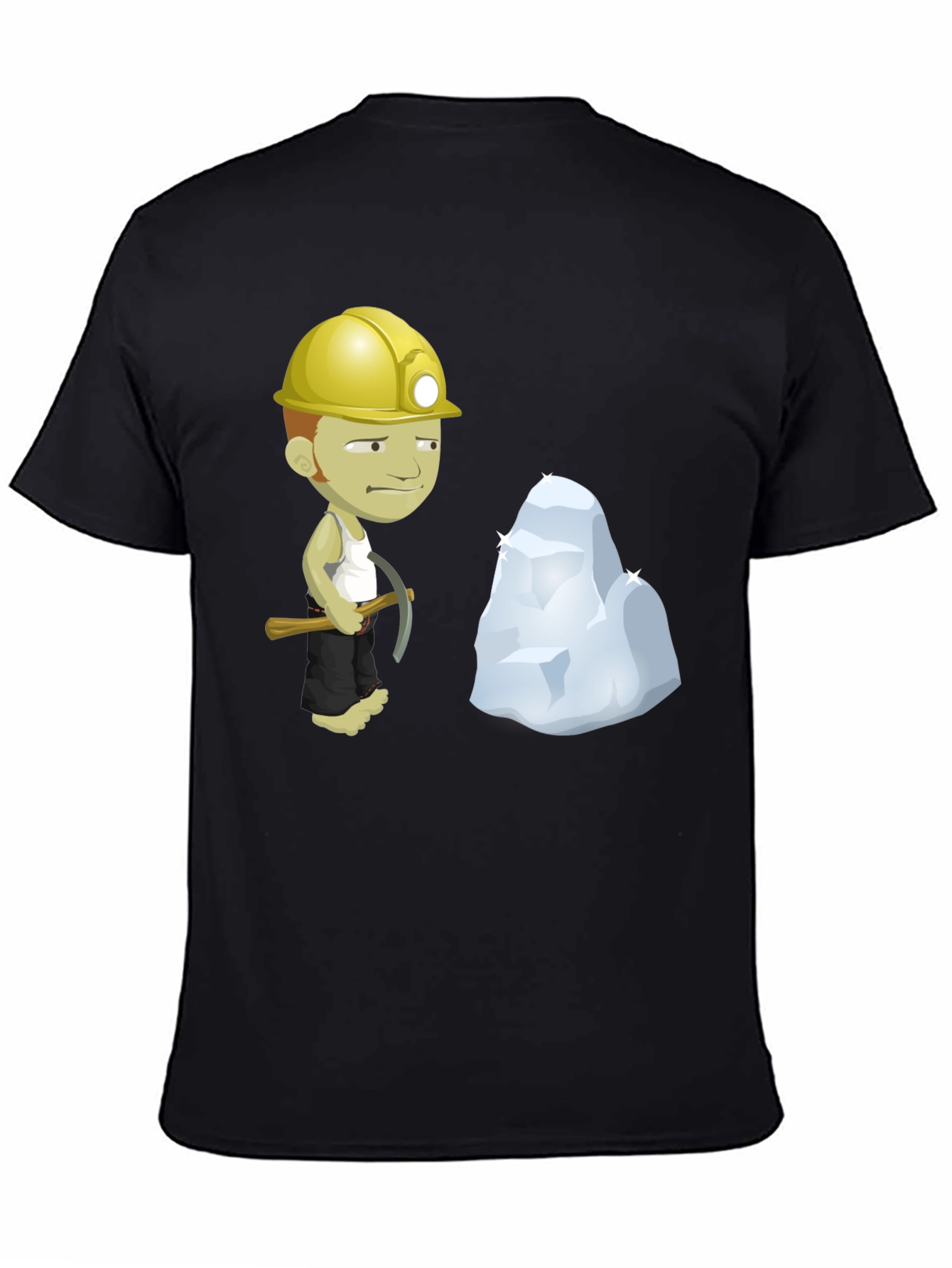 Black Miner Cartoon Black T-Shirt view 4