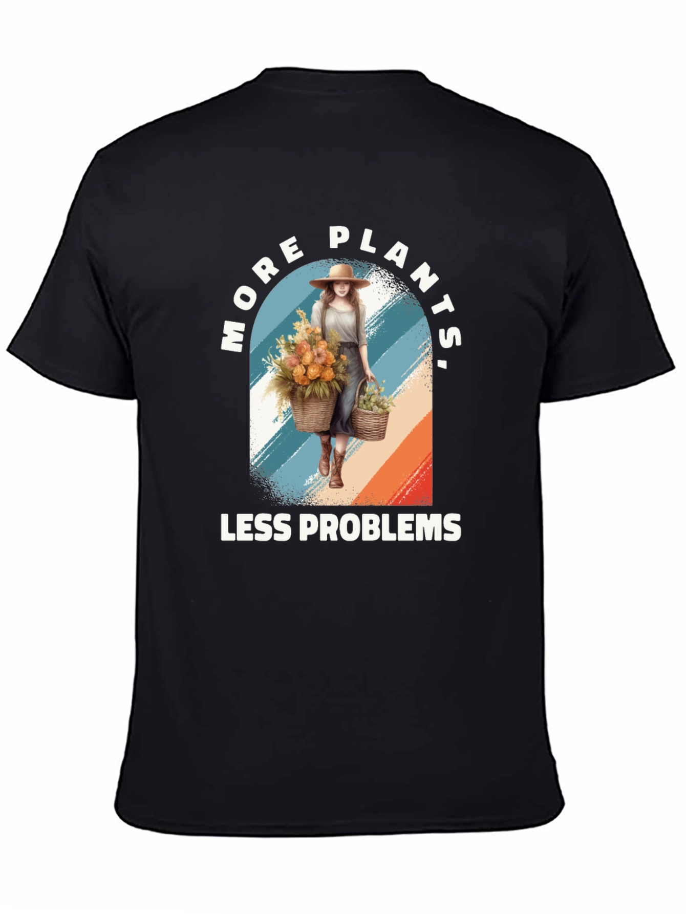 Black More Plants Less Problems Graphic T-Shirt view 4