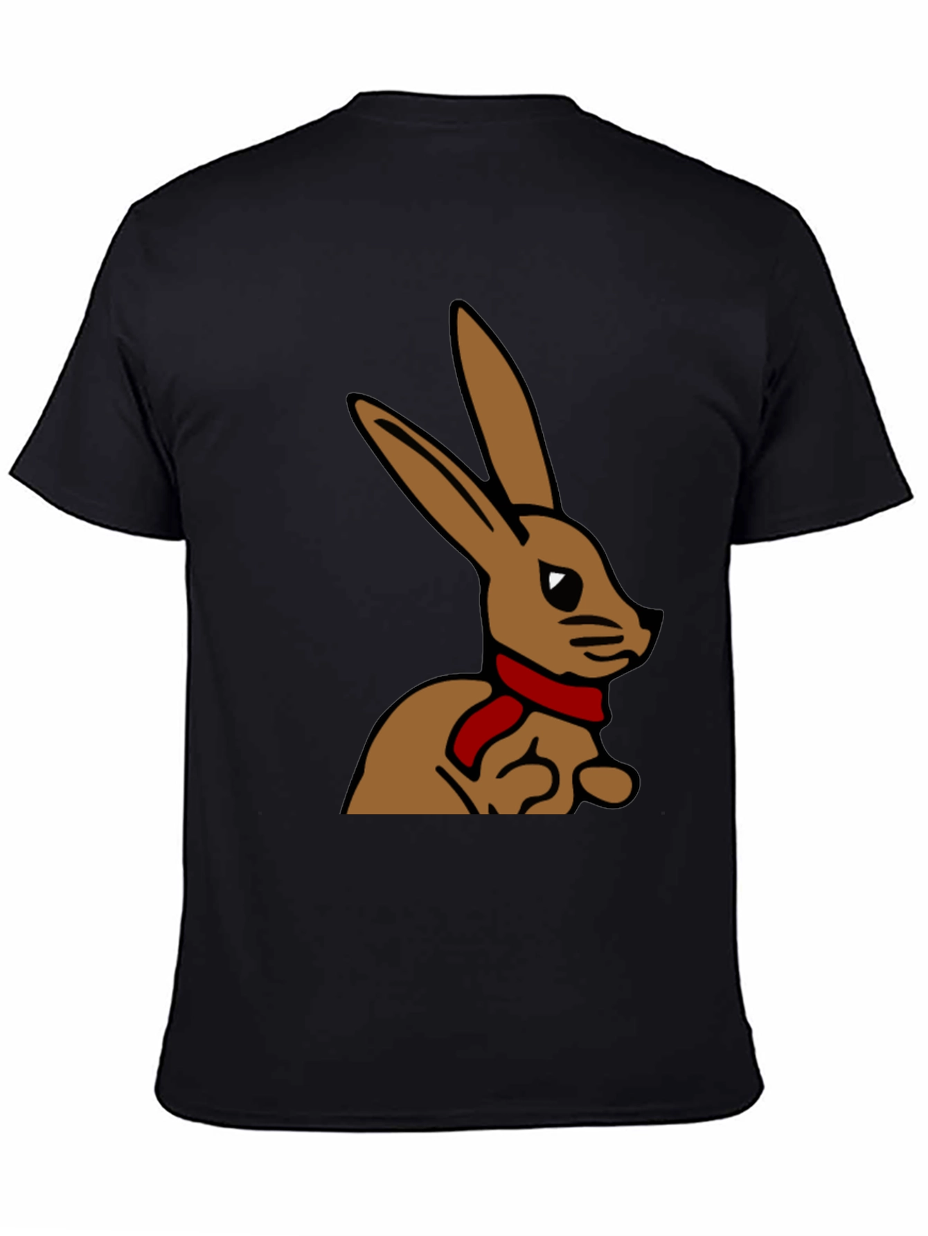 Black Rabbit T-Shirt - Cartoon Bunny with Scarf view 4